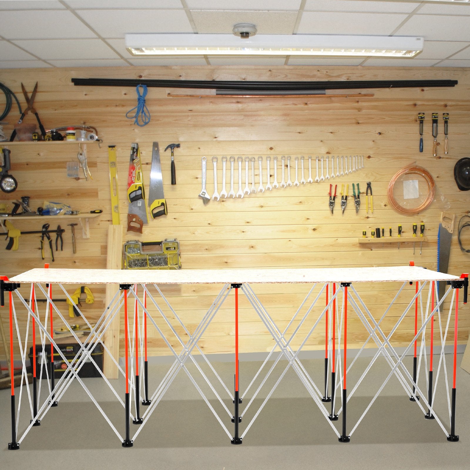 Work Benches: VEVOR Portable Folding Workstand 2455 x 1260 mm Collapsible Work Stand 2724 kg