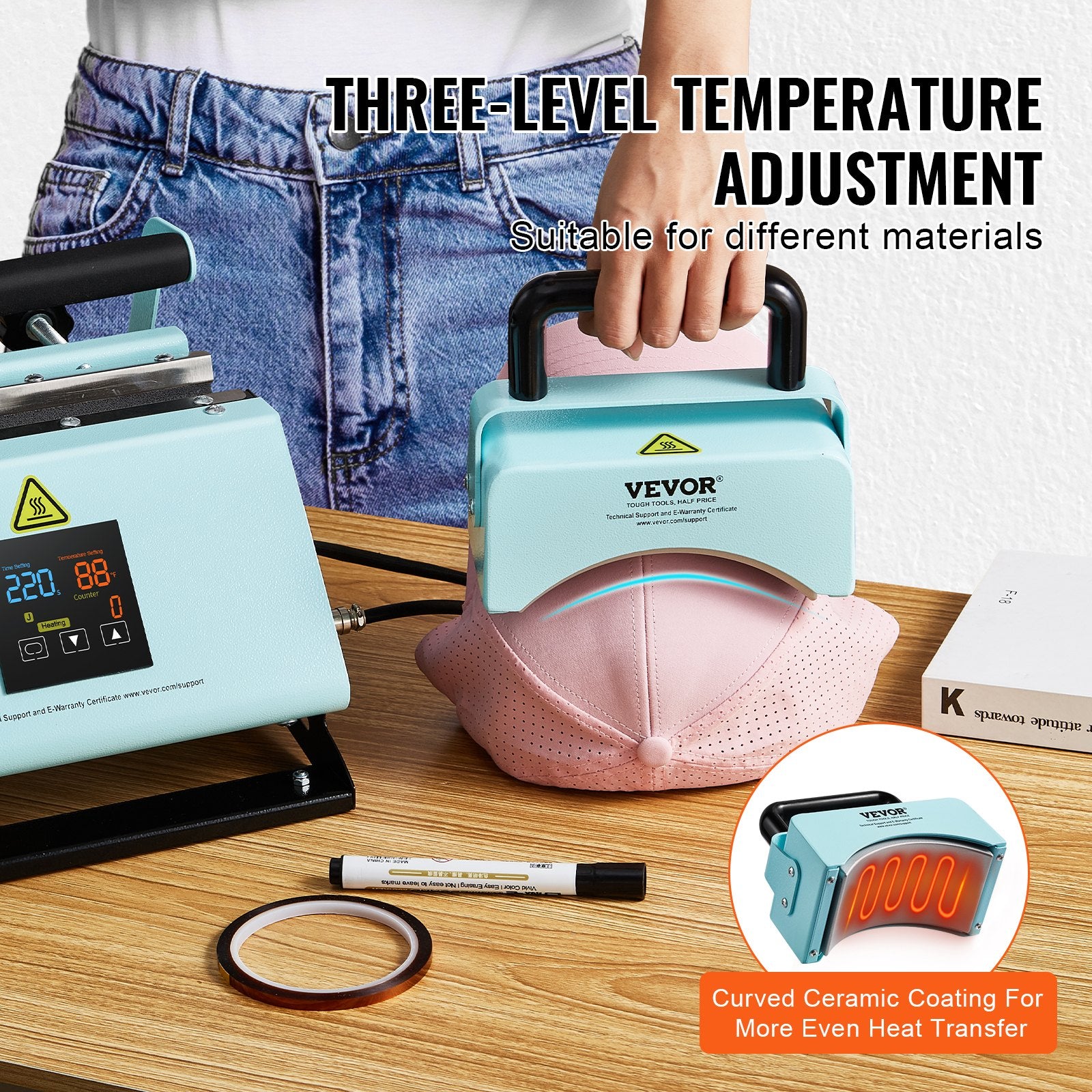 2 in 1 Tumbler and Hat Heat Press Machine Heat Machine for Caps Hats Mugs