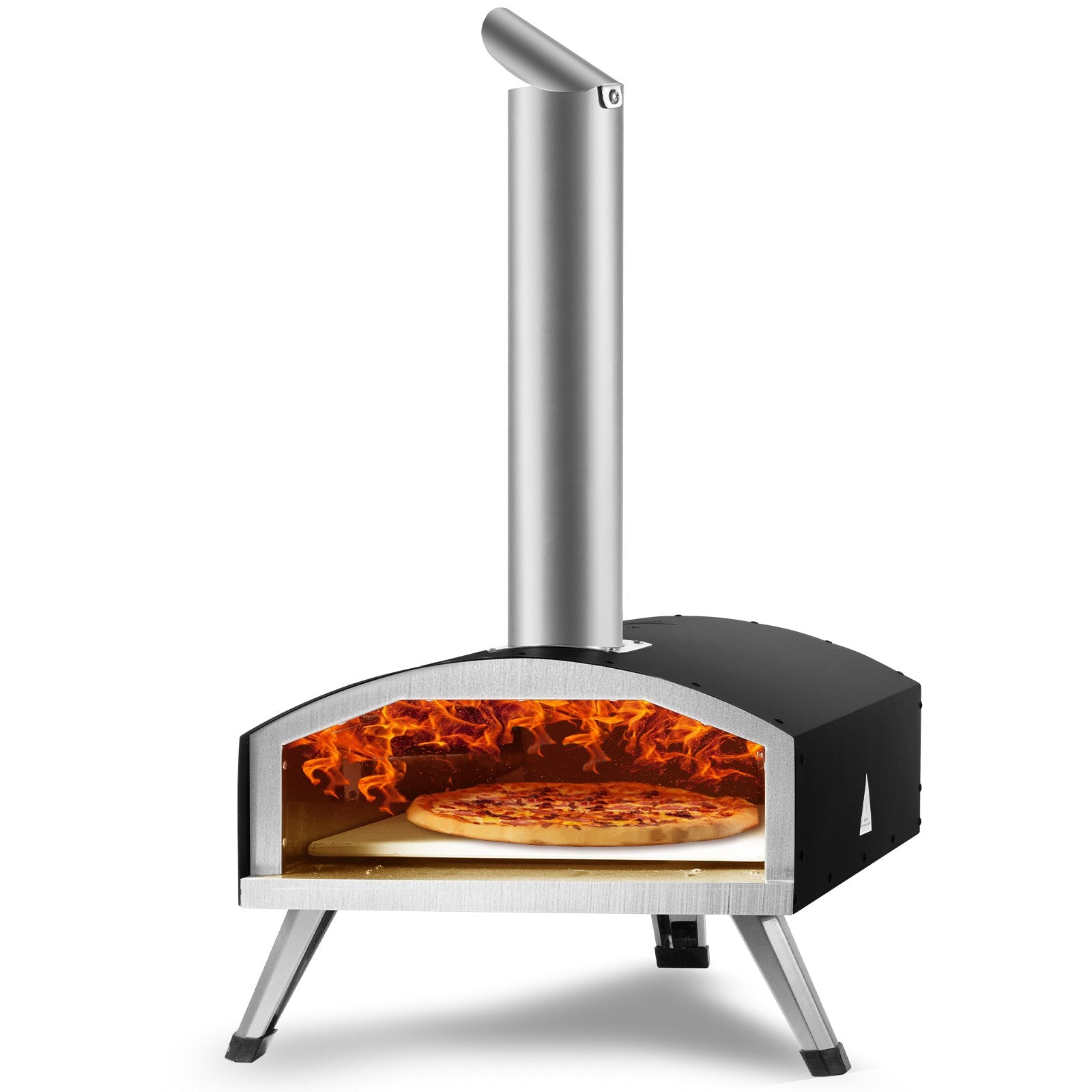 BBQs & Accessories: VEVOR Outdoor Pizza Oven, 12-inch, Wood Pellet and Charcoal Fired Pizza Maker, Portable Outside Stainless Steel Pizza Grill with Pizza Stone, Waterproof Cover, Shovel, Wood Burner for Backyard Camping