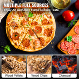 BBQs & Accessories: VEVOR Outdoor Pizza Oven, 12-inch, Wood Pellet and Charcoal Fired Pizza Maker, Portable Outside Stainless Steel Pizza Grill with Pizza Stone, Waterproof Cover, Shovel, Wood Burner for Backyard Camping