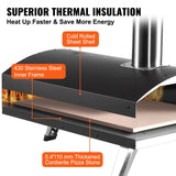 BBQs & Accessories: VEVOR Outdoor Pizza Oven, 12-inch, Wood Pellet and Charcoal Fired Pizza Maker, Portable Outside Stainless Steel Pizza Grill with Pizza Stone, Waterproof Cover, Shovel, Wood Burner for Backyard Camping