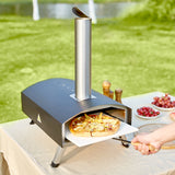 BBQs & Accessories: VEVOR Outdoor Pizza Oven, 12-inch, Wood Pellet and Charcoal Fired Pizza Maker, Portable Outside Stainless Steel Pizza Grill with Pizza Stone, Waterproof Cover, Shovel, Wood Burner for Backyard Camping