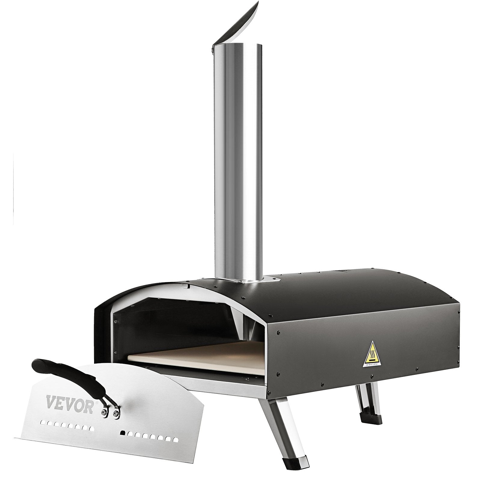 BBQs & Accessories: VEVOR Outdoor Pizza Oven, 12-inch, Wood Pellet and Charcoal Fired Pizza Maker, Portable Outside Stainless Steel Pizza Grill with Pizza Stone, Waterproof Cover, Shovel, Wood Burner for Backyard Camping