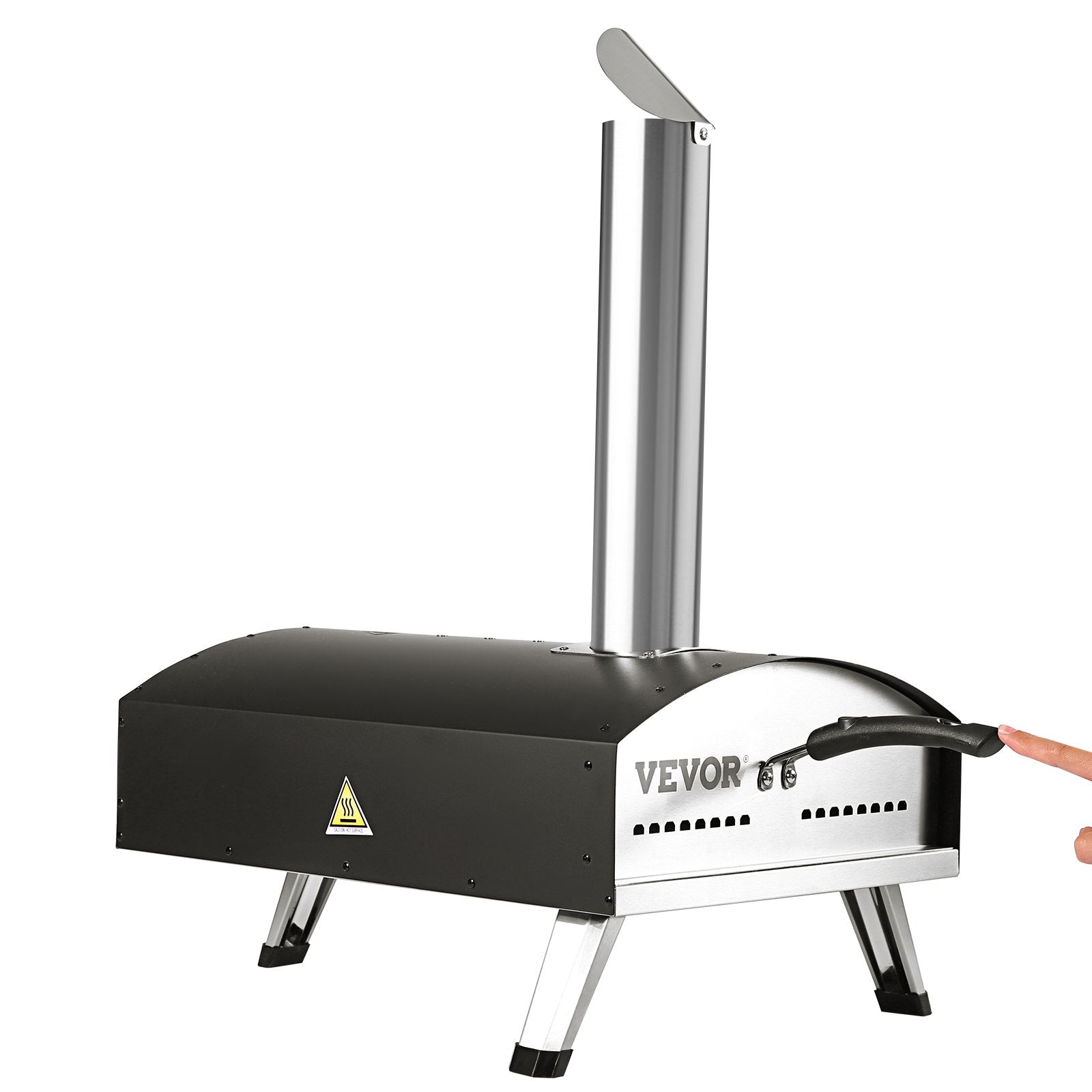 BBQs & Accessories: VEVOR Outdoor Pizza Oven, 12-inch, Wood Pellet and Charcoal Fired Pizza Maker, Portable Outside Stainless Steel Pizza Grill with Pizza Stone, Waterproof Cover, Shovel, Wood Burner for Backyard Camping