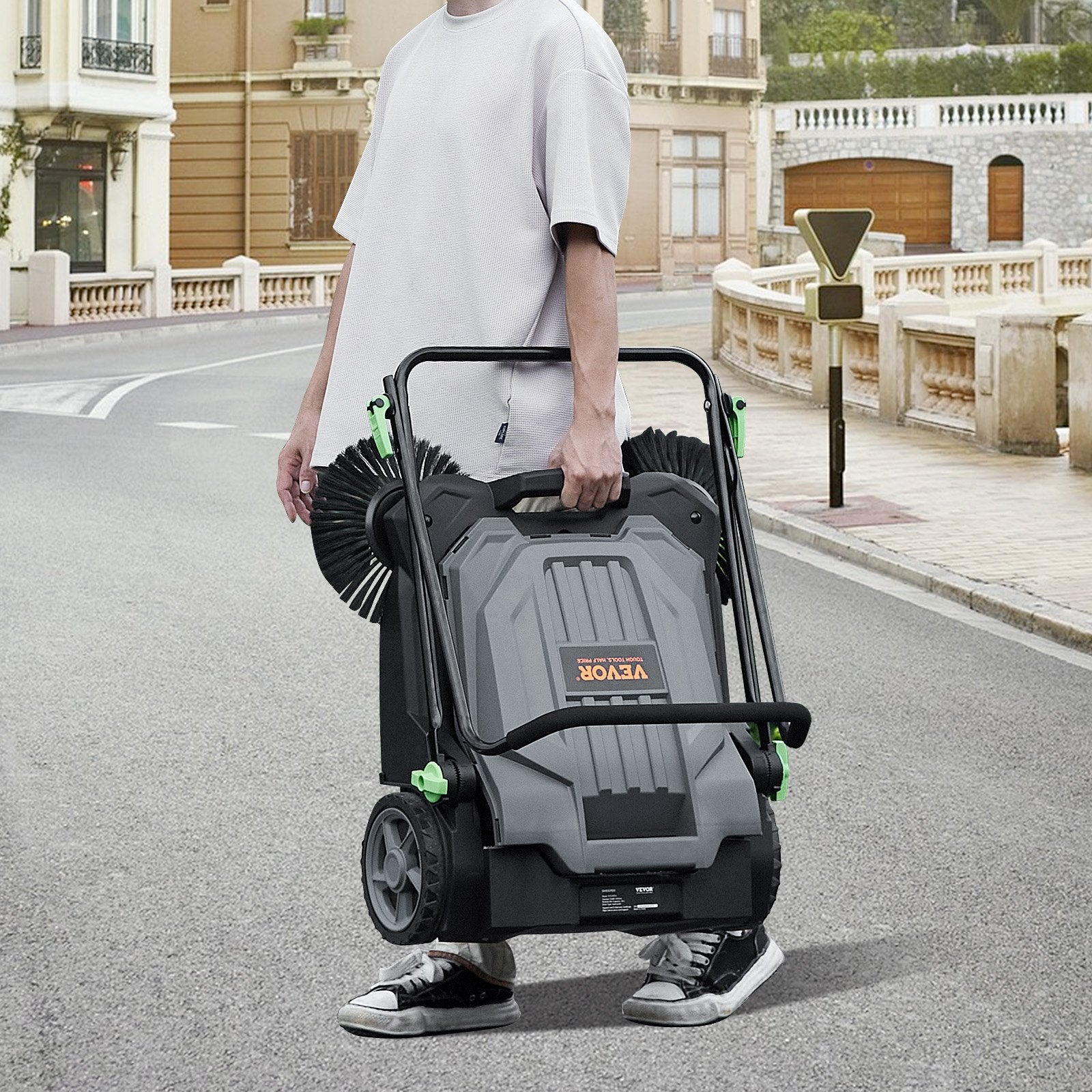 Pedal Bins: VEVOR Walk-behind Hand Push Floor Sweeper 25.6" Width 5 Gallon Waste Container