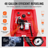 Fuel & Exhaust: VEVOR Portable Diesel & Gasoline Tank, 182L, 10.6 GPM Flow Rate, Diesel Fuel Tank with Electric Transfer Pump, 4 m Hose, Auto Fueling Nozzle, Diesel Transfer Tank for Easy Fuel Transportation, Red