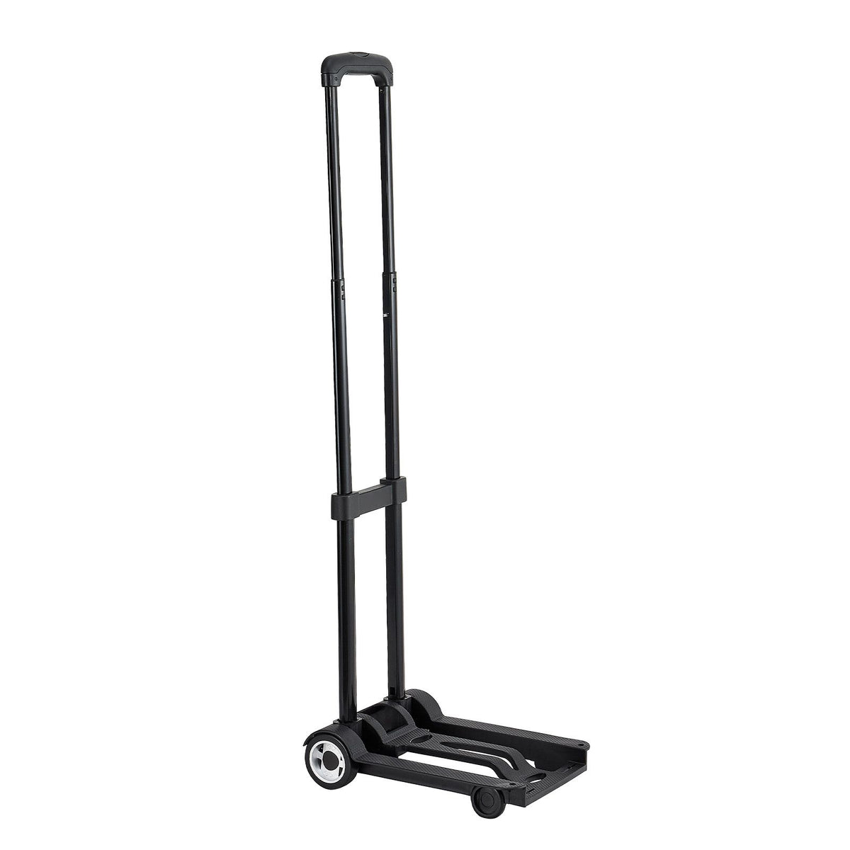 Folding Hand Truck, 49.9 kg Load Capacity, Collapsible Luggage Cart with 2 Wheels & 1 Elastic Rope, Utility Dolly Platform Cart for Airport Travel Furniture Luggage Office Moving, Black