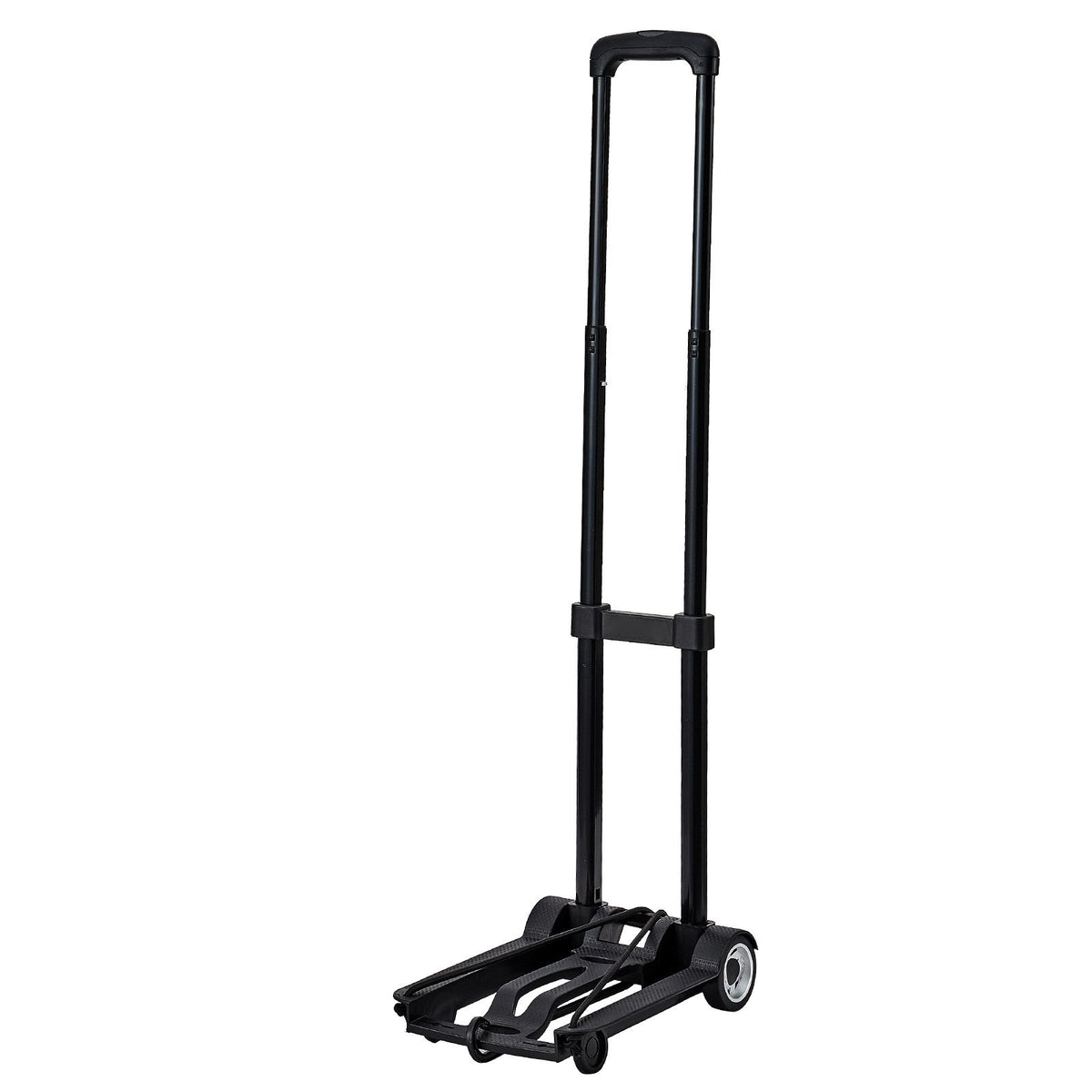 Folding Hand Truck, 49.9 kg Load Capacity, Collapsible Luggage Cart with 2 Wheels & 1 Elastic Rope, Utility Dolly Platform Cart for Airport Travel Furniture Luggage Office Moving, Black