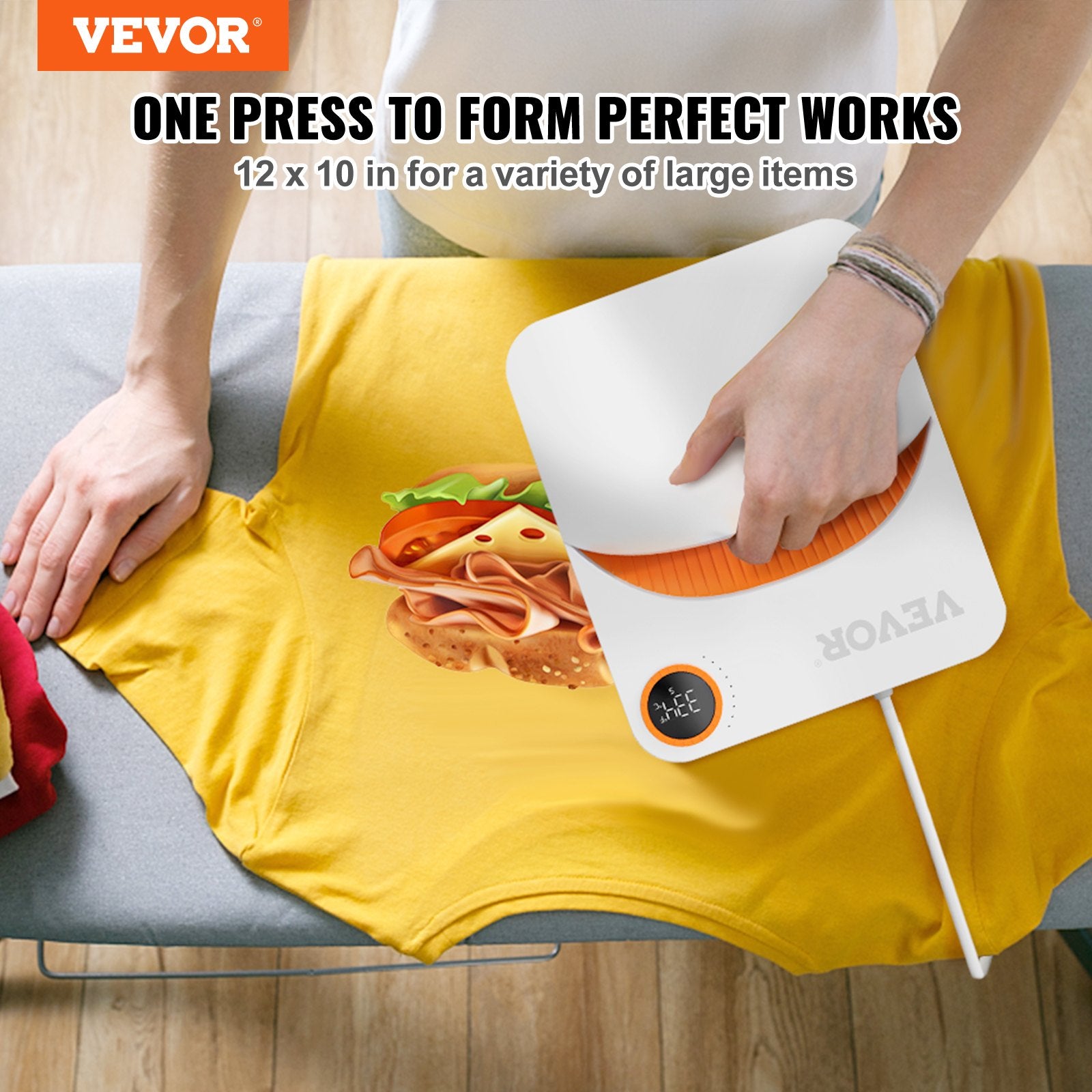 Men's Tops & T-shirts: VEVOR Heat Press 12 x 10 in Portable Easy Press Sublimation Transfer DIY T-shirt