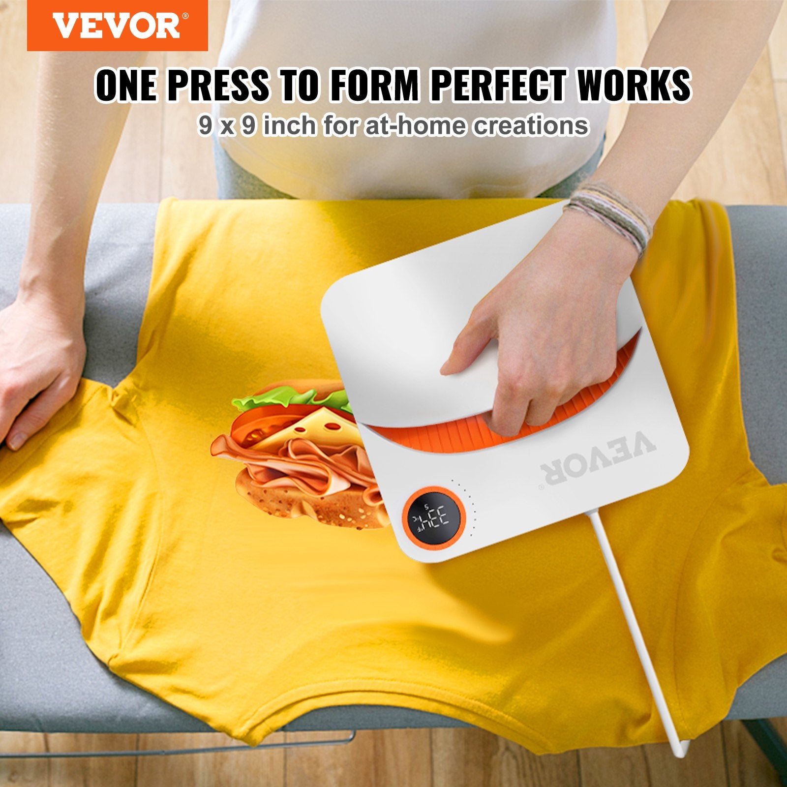Men's Tops & T-shirts: VEVOR Heat Press 9 x 9 in Portable Easy Press Sublimation Transfer DIY T-shirt