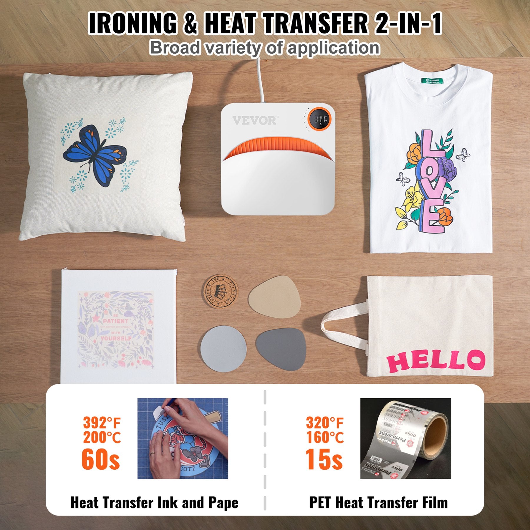 Men's Tops & T-shirts: VEVOR Heat Press 9 x 9 in Portable Easy Press Sublimation Transfer DIY T-shirt