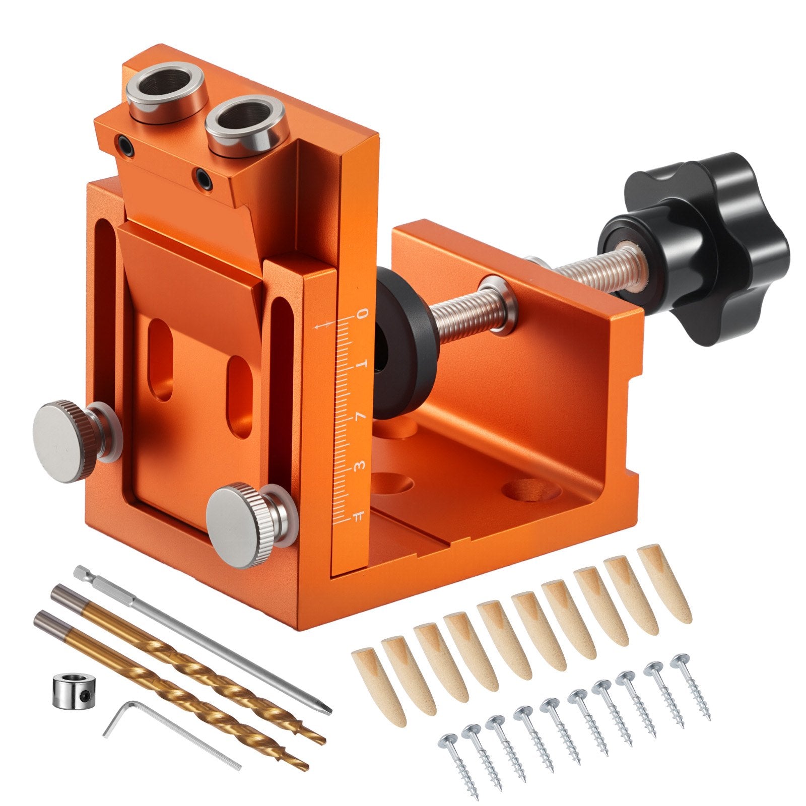 Air Pumps: VEVOR Pocket Hole Jig Kit, 12 mm to 48 mm Adjustable, Jig Pocket Hole System with Step Drill, Hex Wrench, Drill Stop Ring, Square Drive Bit, Plugs and Screws, Reinforced Metal Frame, for Woodworking