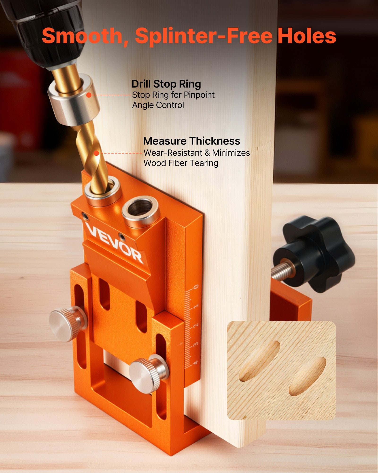 Air Pumps: VEVOR Pocket Hole Jig Kit, 12 mm to 48 mm Adjustable, Jig Pocket Hole System with Step Drill, Hex Wrench, Drill Stop Ring, Square Drive Bit, Plugs and Screws, Reinforced Metal Frame, for Woodworking