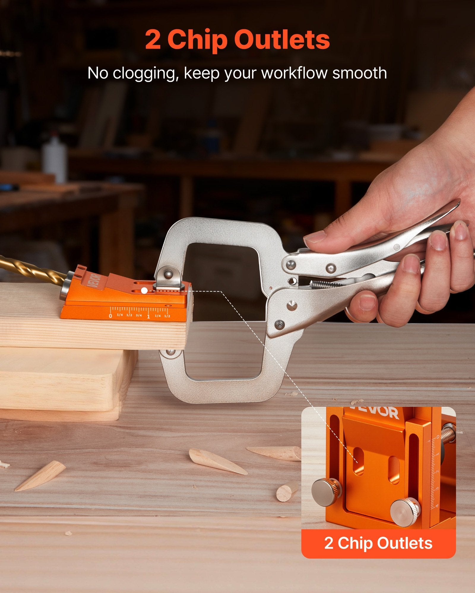 Air Pumps: VEVOR Pocket Hole Jig Kit, 12 mm to 48 mm Adjustable, Jig Pocket Hole System with Step Drill, Hex Wrench, Drill Stop Ring, Square Drive Bit, Plugs and Screws, Reinforced Metal Frame, for Woodworking