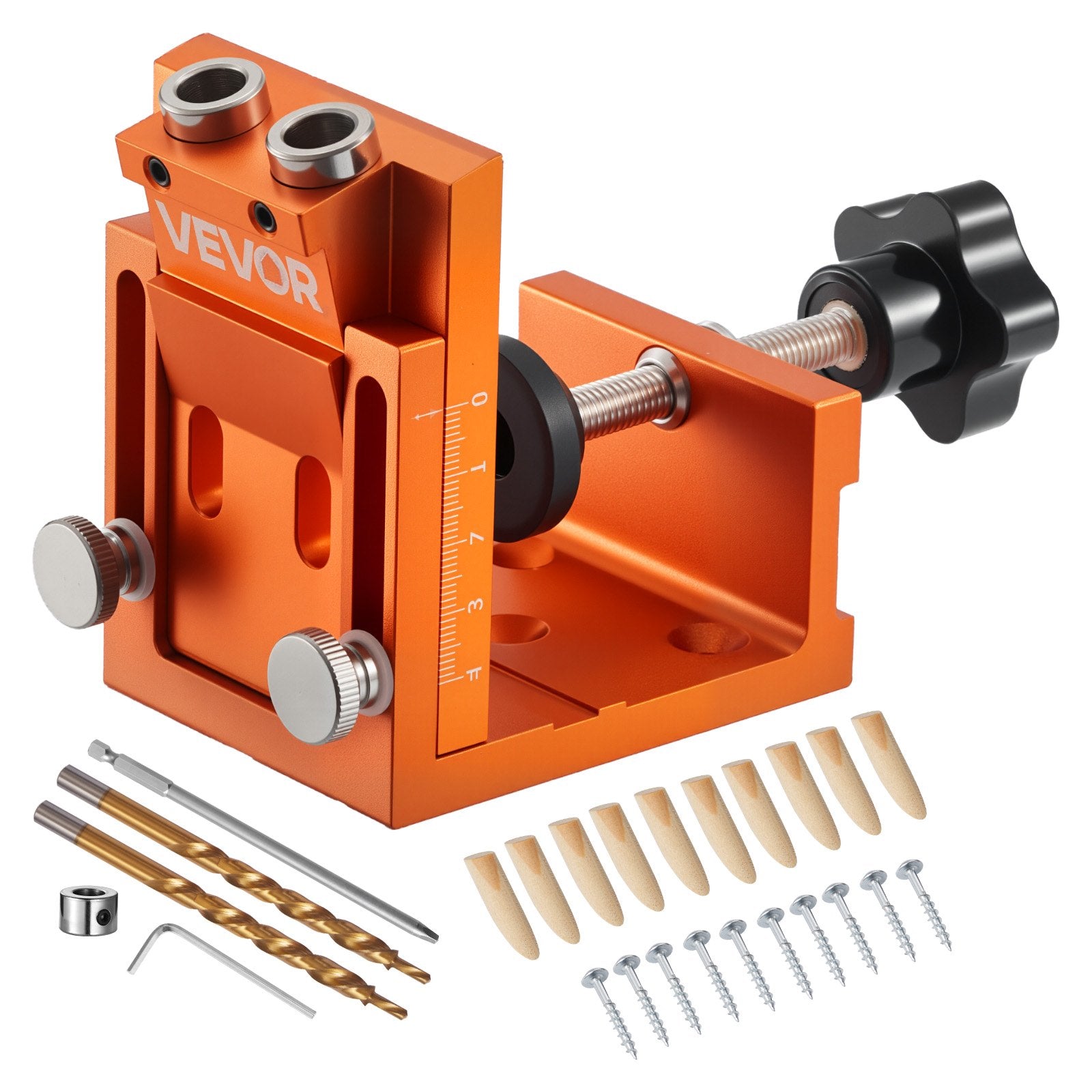 Air Pumps: VEVOR Pocket Hole Jig Kit, 12 mm to 48 mm Adjustable, Jig Pocket Hole System with Step Drill, Hex Wrench, Drill Stop Ring, Square Drive Bit, Plugs and Screws, Reinforced Metal Frame, for Woodworking