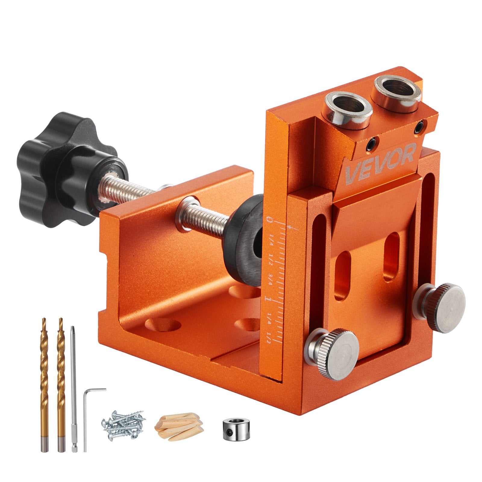 Air Pumps: VEVOR Pocket Hole Jig Kit, 12 mm to 48 mm Adjustable, Jig Pocket Hole System with Step Drill, Hex Wrench, Drill Stop Ring, Square Drive Bit, Plugs and Screws, Reinforced Metal Frame, for Woodworking