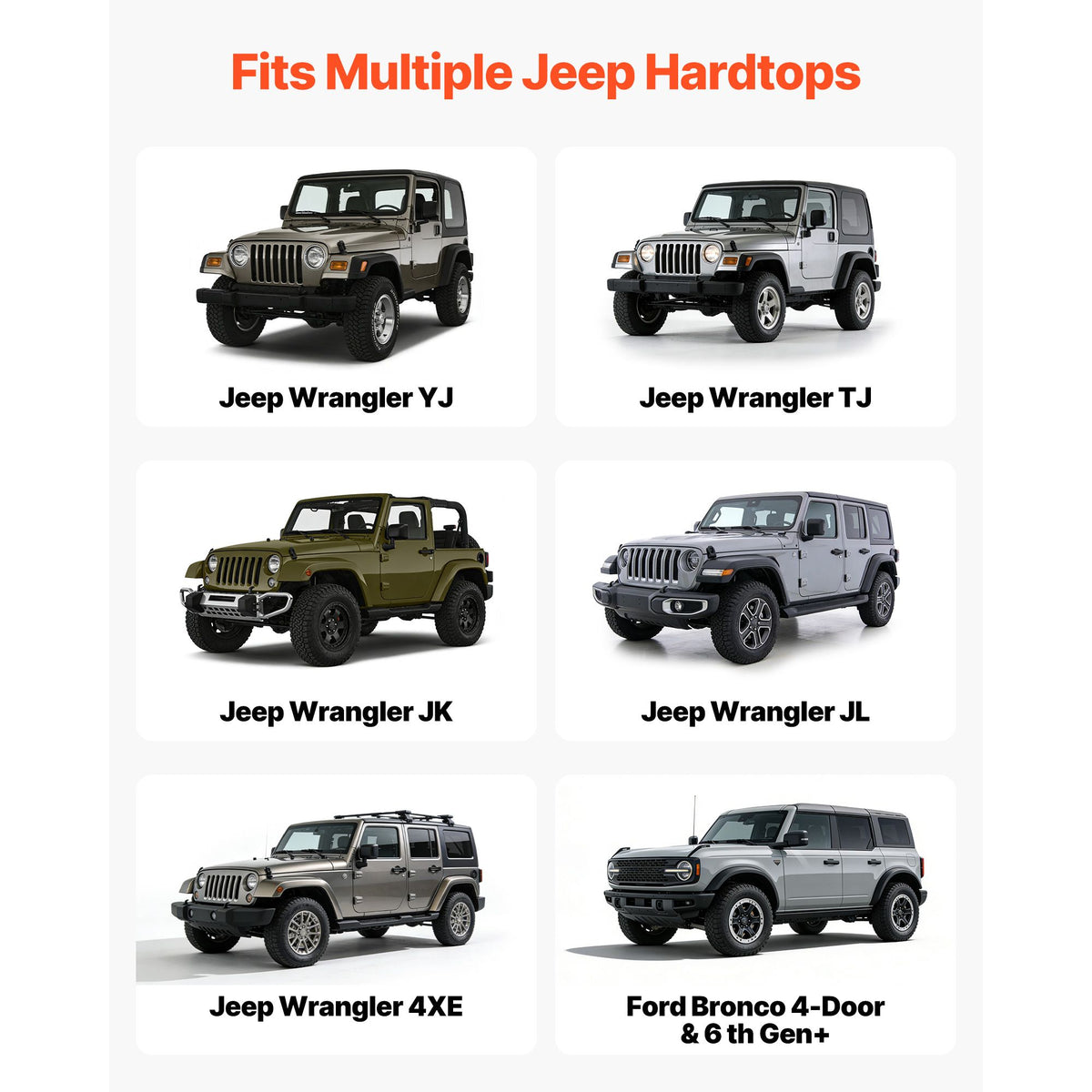 Hard Top Remover Lift, 99.79 kg, Foldable Jeep Hardtop Removal and Storage System, Easy One-Person Operation, Adjustable Height, for Jeep Wrangler YJ, TJ, JK, JL, 4XE, Ford Bronco 4 Door &6 Gen+