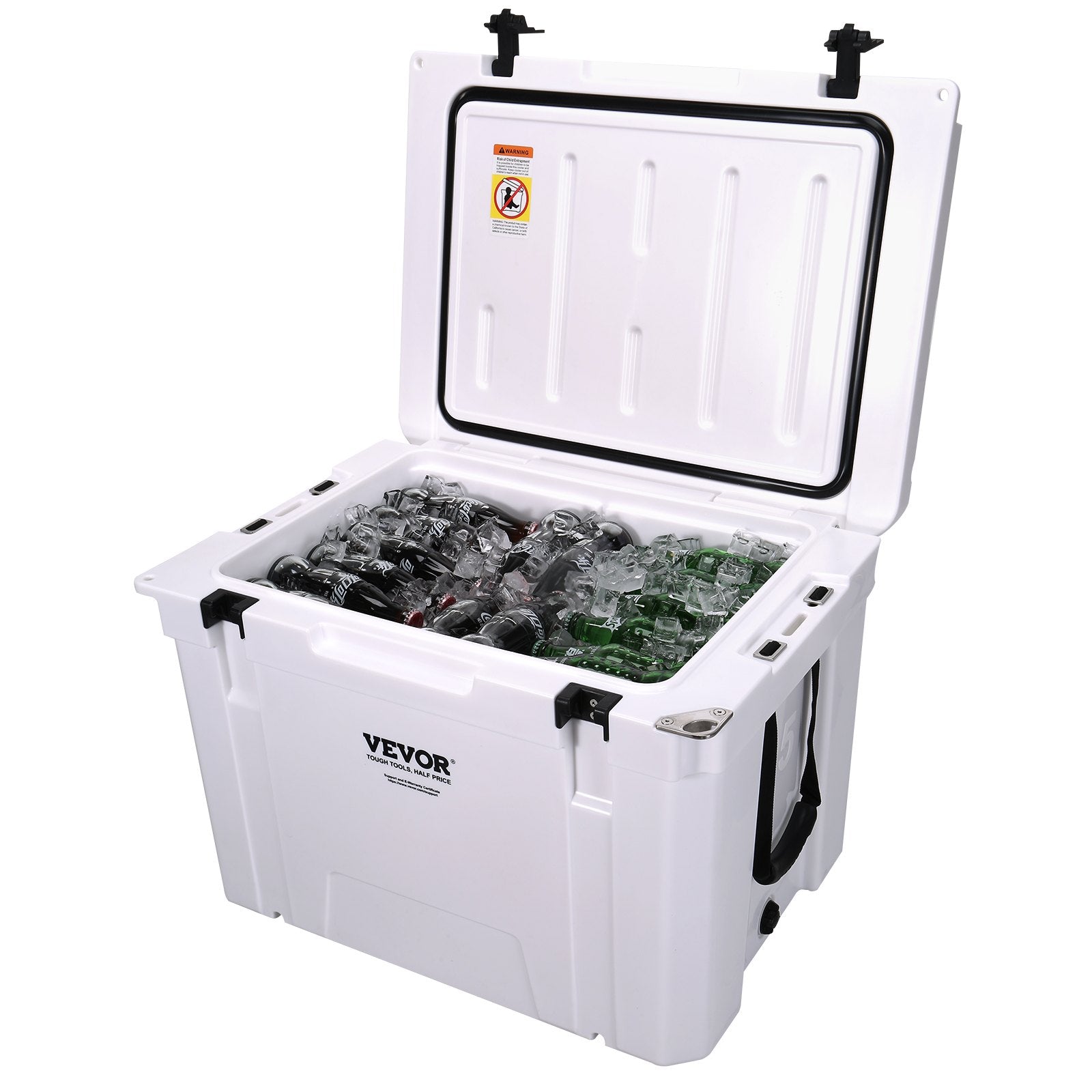 Insulated Portable Cooler, 65 qt, Holds 65 Cans, Ice Retention Hard Cooler with Heavy Duty Handle, Ice Chest Lunch Box for Camping, Beach, Picnic, Travel, Outdoor, Keeps Ice for up to 6 Days