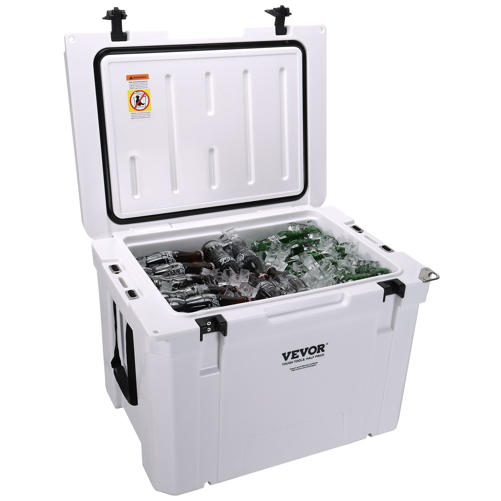 Insulated Portable Cooler, 65 qt, Holds 65 Cans, Ice Retention Hard Cooler with Heavy Duty Handle, Ice Chest Lunch Box for Camping, Beach, Picnic, Travel, Outdoor, Keeps Ice for up to 6 Days