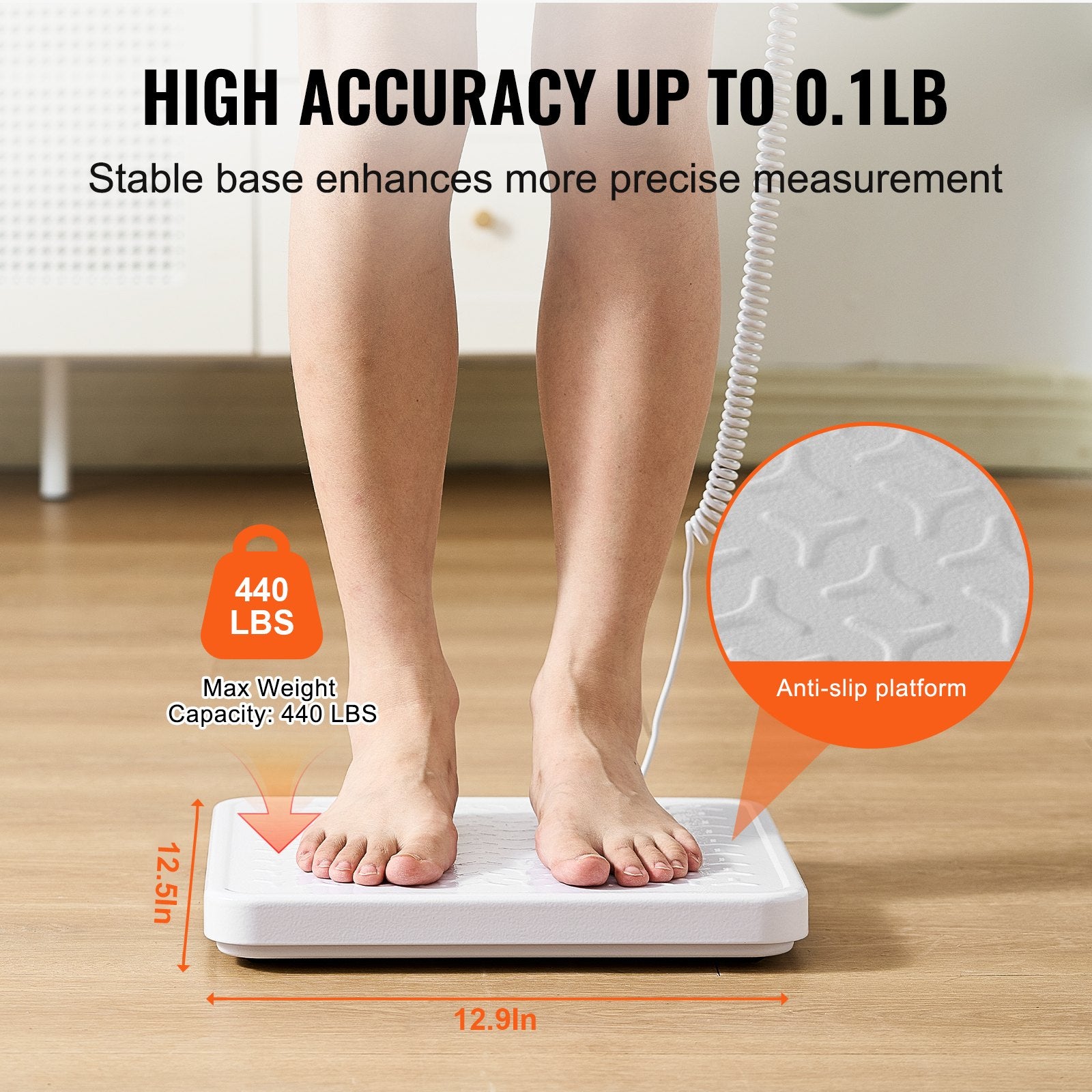 Bathroom Scales: VEVOR Portable Medical Scale, Professional Digital Physician Scale for Weighing - with Anti-slip Platform, 2 Units, Hold & Tare Function, 440LBS Capacity Physician Weight Scale for Gyms Homes Hospital