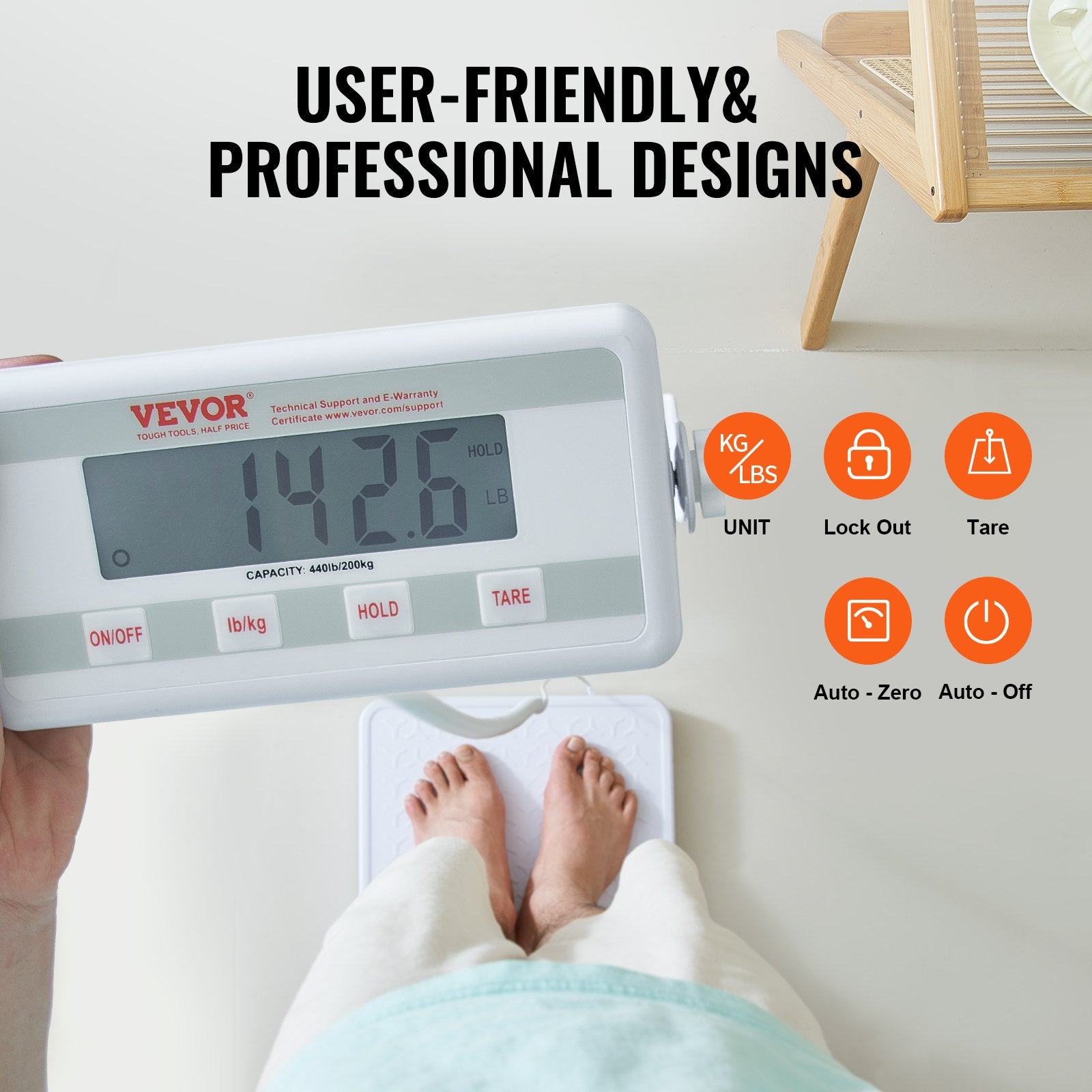 Bathroom Scales: VEVOR Portable Medical Scale, Professional Digital Physician Scale for Weighing - with Anti-slip Platform, 2 Units, Hold & Tare Function, 440LBS Capacity Physician Weight Scale for Gyms Homes Hospital