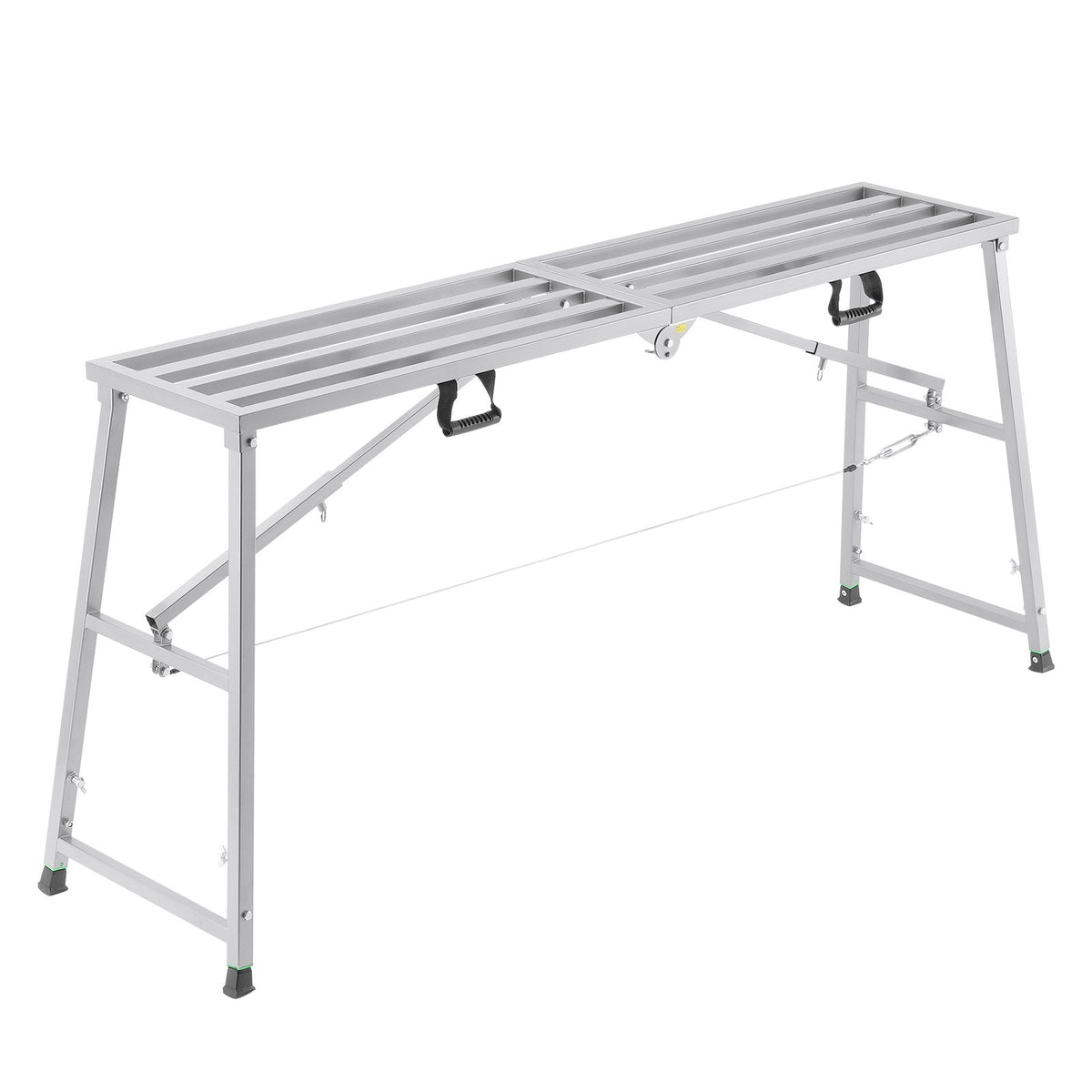 Work Platform, 4 Gear Adjustable Height, Folding Alloy Steel Step Ladder, Portable Scaffolding Platform, 400 kg Load Capacity, Non-Slip Rubber Feet, Drywall Painting Stool, Cleaning & Washing