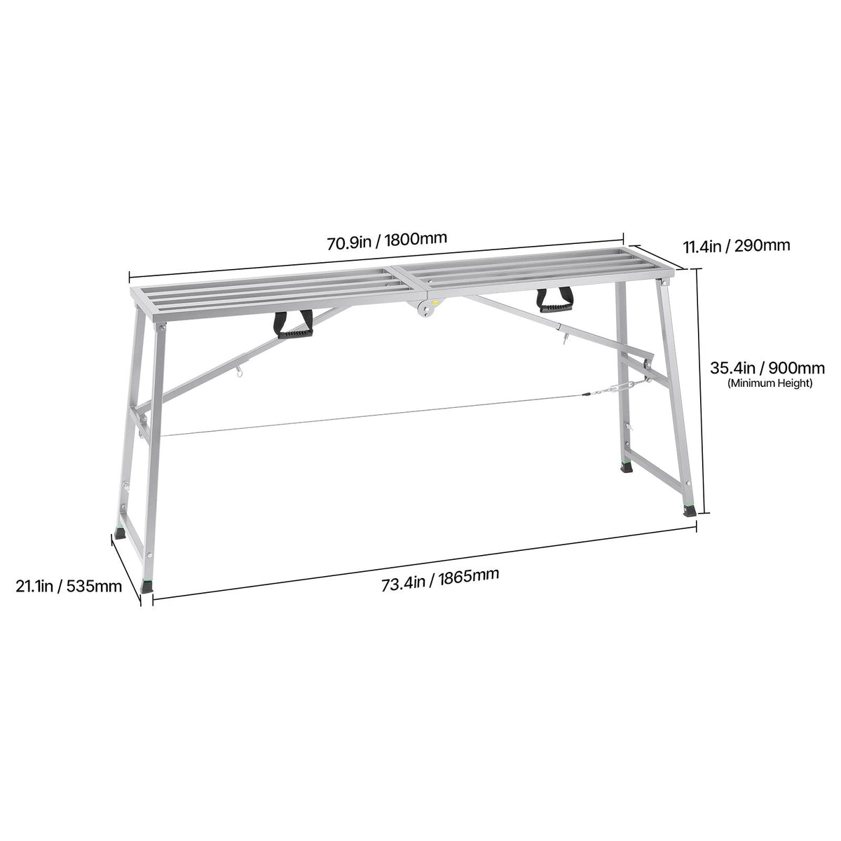 Work Platform, 4 Gear Adjustable Height, Folding Alloy Steel Step Ladder, Portable Scaffolding Platform, 400 kg Load Capacity, Non-Slip Rubber Feet, Drywall Painting Stool, Cleaning & Washing