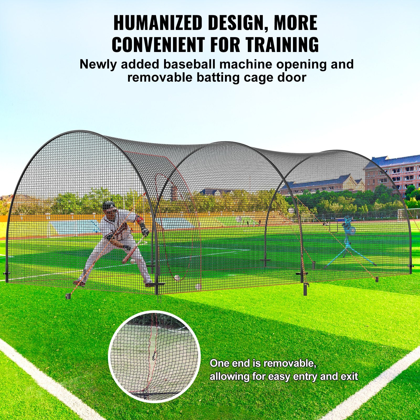 Basketball & Basketball Accessories: VEVOR Baseball Batting Cage, Softball and Baseball Batting Cage Net and Frame, 22x12x8ft Practice Portable Cage Net with Carry Bag, Heavy Duty Enclosed Pitching Cage, for Backyard Batting Hitting Training 670CM