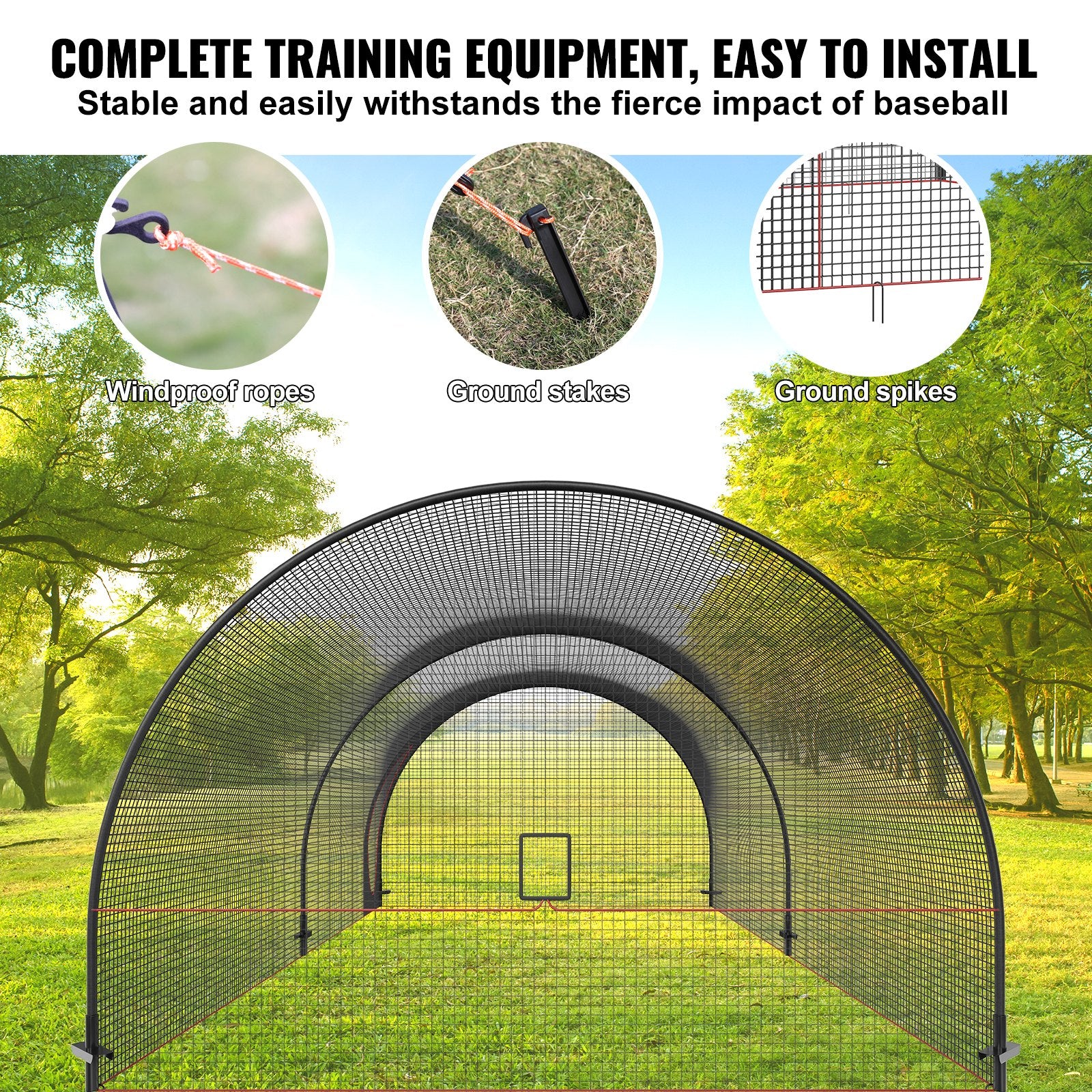 Basketball & Basketball Accessories: VEVOR Baseball Batting Cage, Softball and Baseball Batting Cage Net and Frame, 22x12x8ft Practice Portable Cage Net with Carry Bag, Heavy Duty Enclosed Pitching Cage, for Backyard Batting Hitting Training 670CM