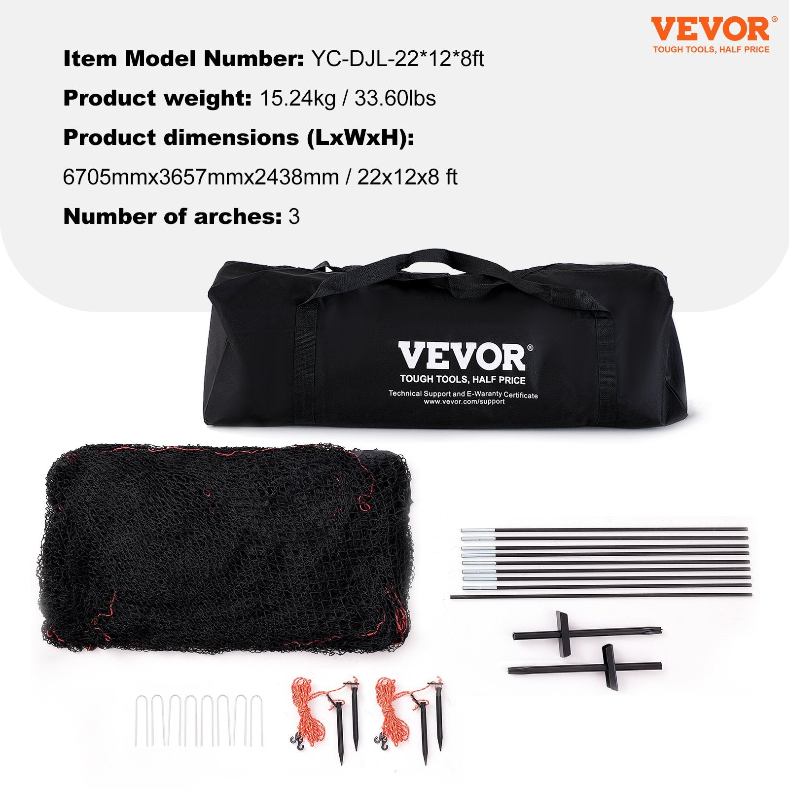 Basketball & Basketball Accessories: VEVOR Baseball Batting Cage, Softball and Baseball Batting Cage Net and Frame, 22x12x8ft Practice Portable Cage Net with Carry Bag, Heavy Duty Enclosed Pitching Cage, for Backyard Batting Hitting Training 670CM