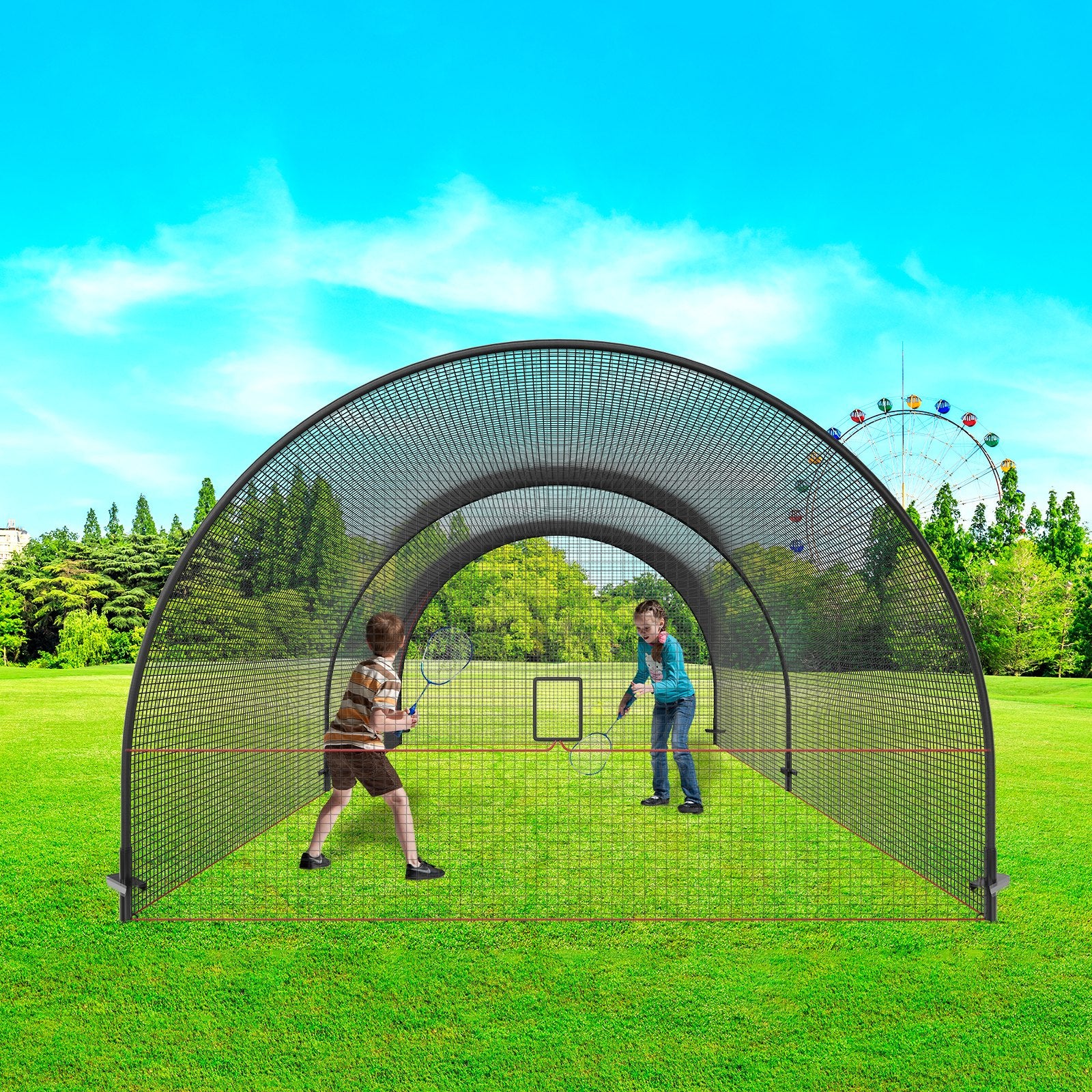 Basketball & Basketball Accessories: VEVOR Baseball Batting Cage, Softball and Baseball Batting Cage Net and Frame, 22x12x8ft Practice Portable Cage Net with Carry Bag, Heavy Duty Enclosed Pitching Cage, for Backyard Batting Hitting Training 670CM