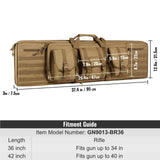 Camp Safety Equipment: VEVOR Rifle Bag, 36 inch Tactical Double Long Gun Bag, Soft Rifle Case with Lockable Zipper, Portable Handle & Shoulder Strap, 3 Large Storage Pockets Rifle Case for Two 34" Rifles & 2 Pistols, Brown