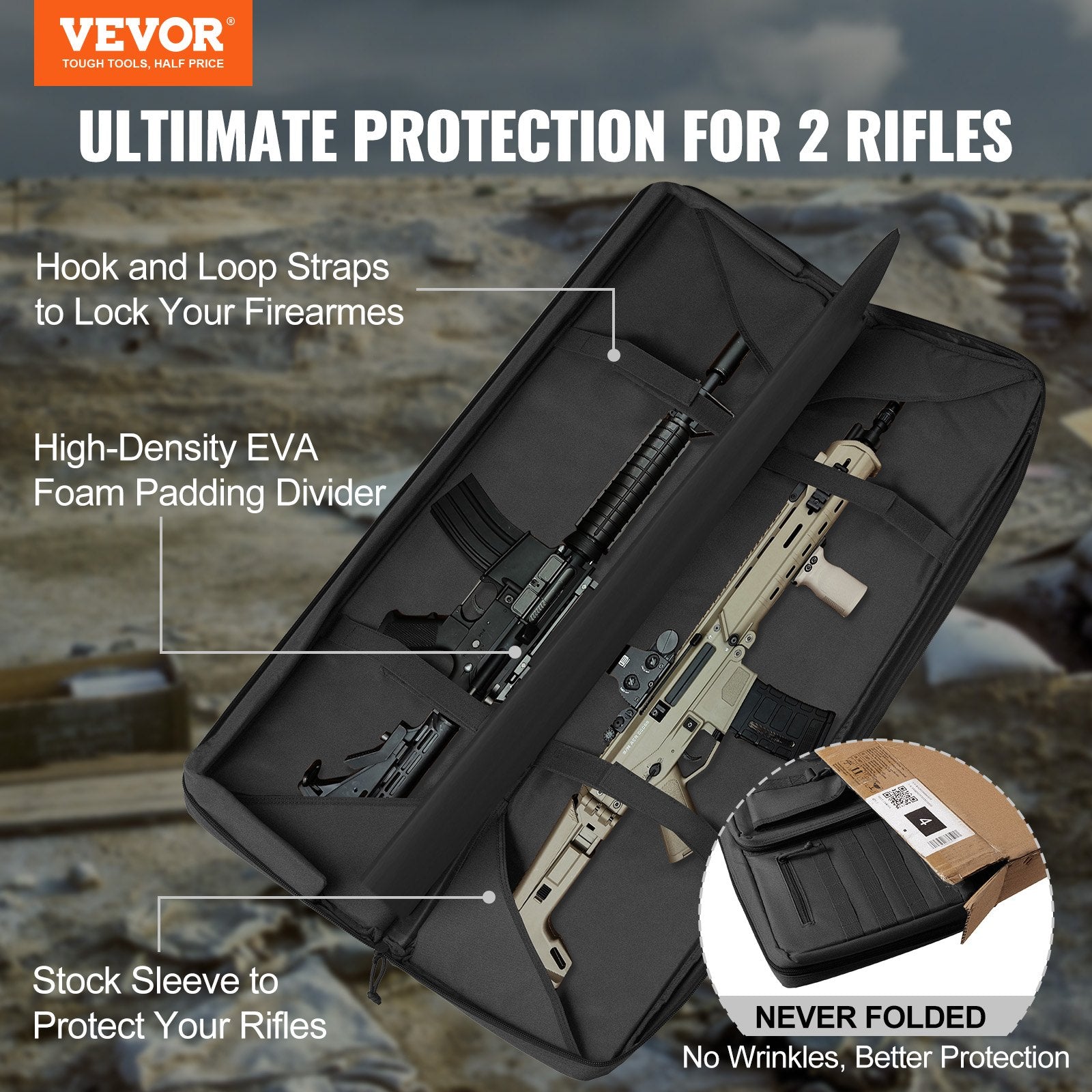 Camp Safety Equipment: VEVOR Rifle Bag 42 inch Tactical Double Long Gun Bag for 2 Rifles & 2 Pistols