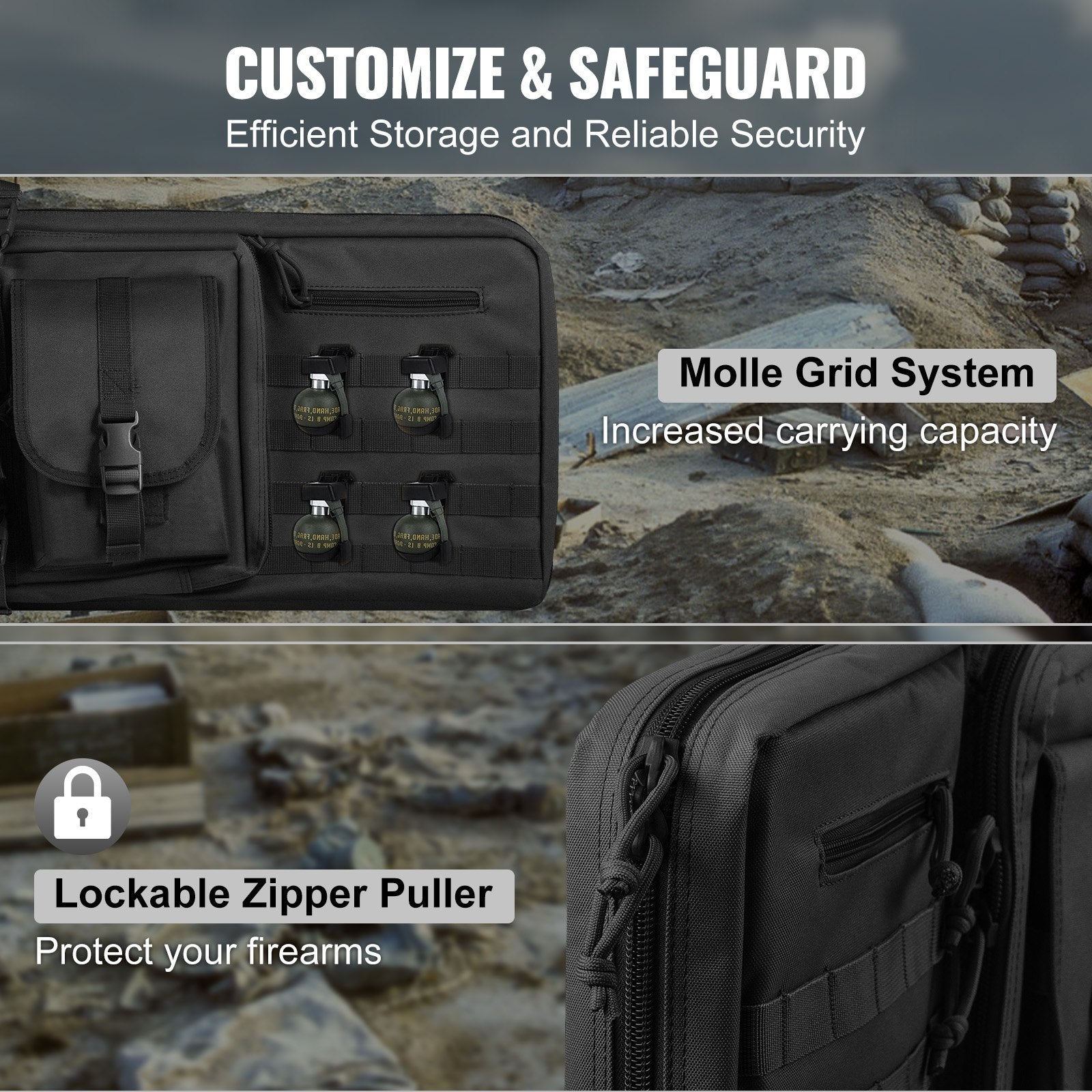 Camp Safety Equipment: VEVOR Rifle Bag 42 inch Tactical Double Long Gun Bag for 2 Rifles & 2 Pistols