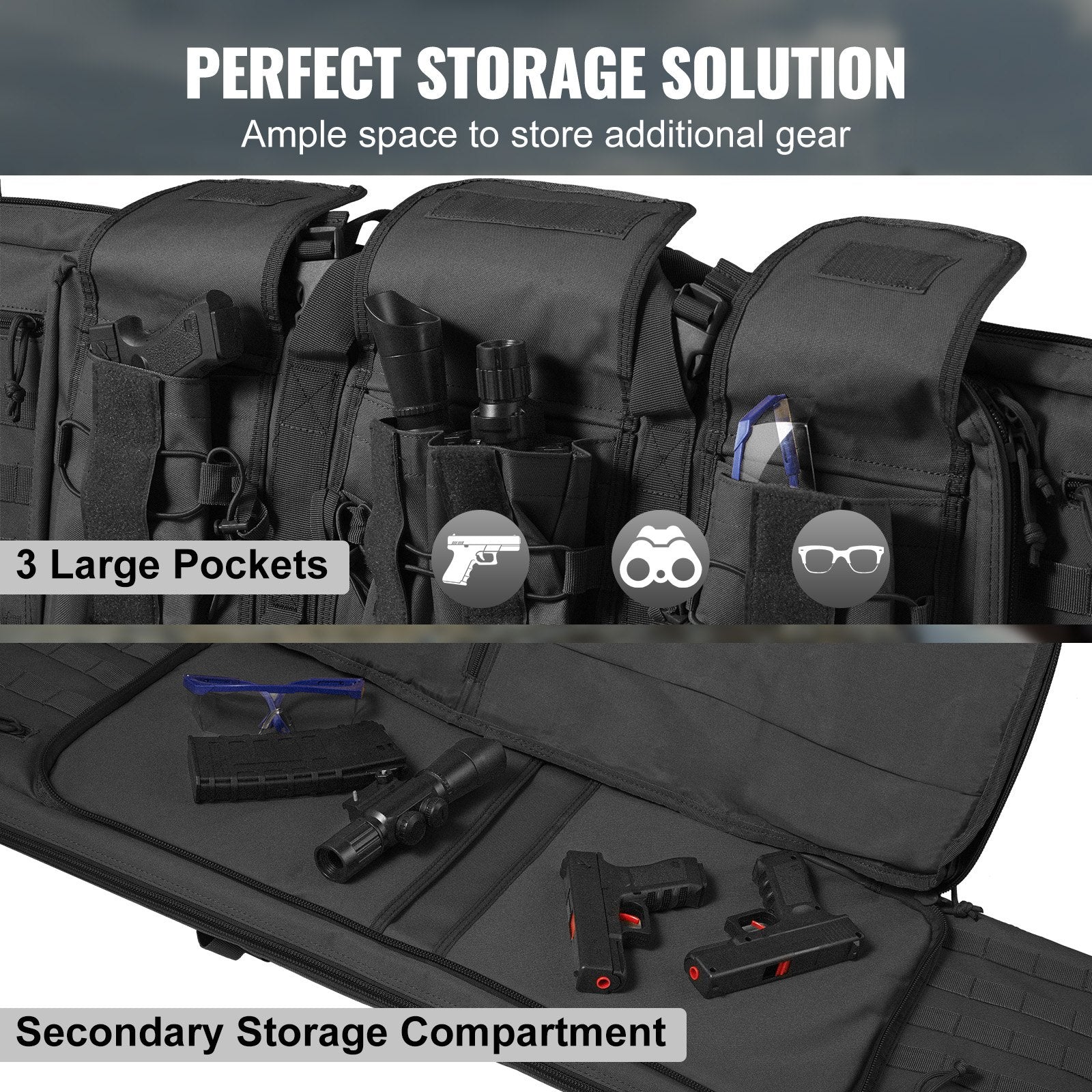 Camp Safety Equipment: VEVOR Rifle Bag 42 inch Tactical Double Long Gun Bag for 2 Rifles & 2 Pistols
