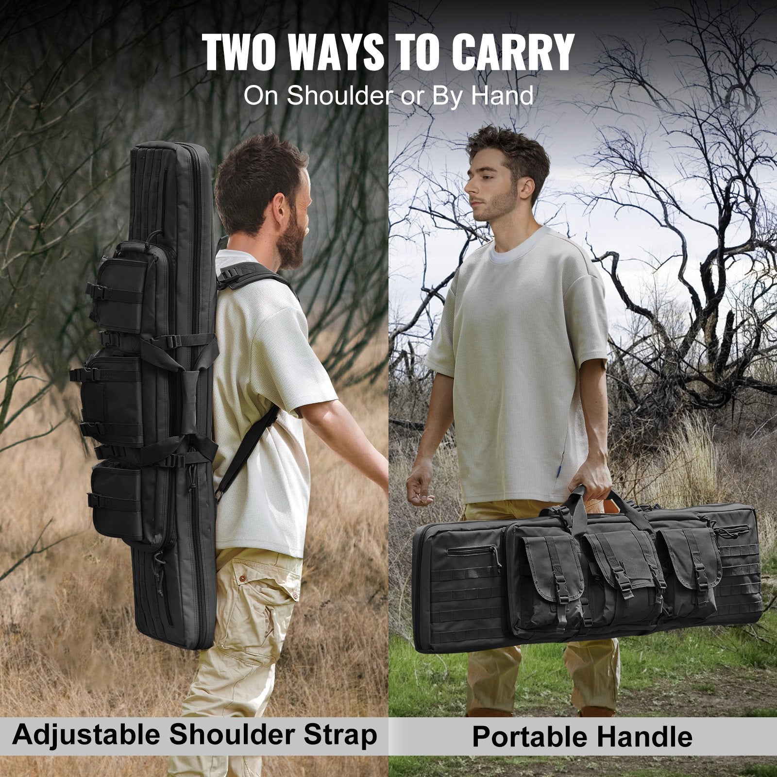 Camp Safety Equipment: VEVOR Rifle Bag 42 inch Tactical Double Long Gun Bag for 2 Rifles & 2 Pistols