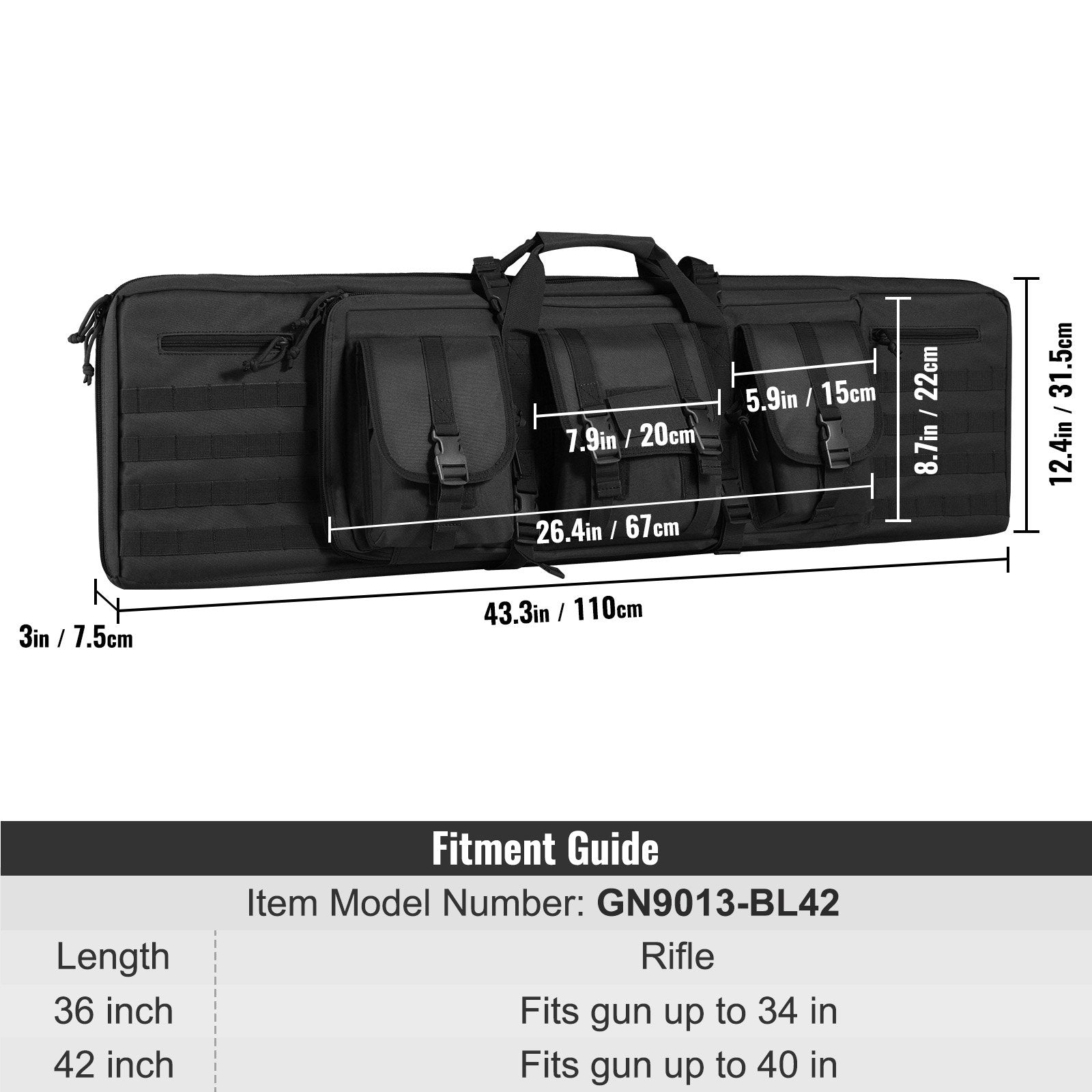 Camp Safety Equipment: VEVOR Rifle Bag 42 inch Tactical Double Long Gun Bag for 2 Rifles & 2 Pistols