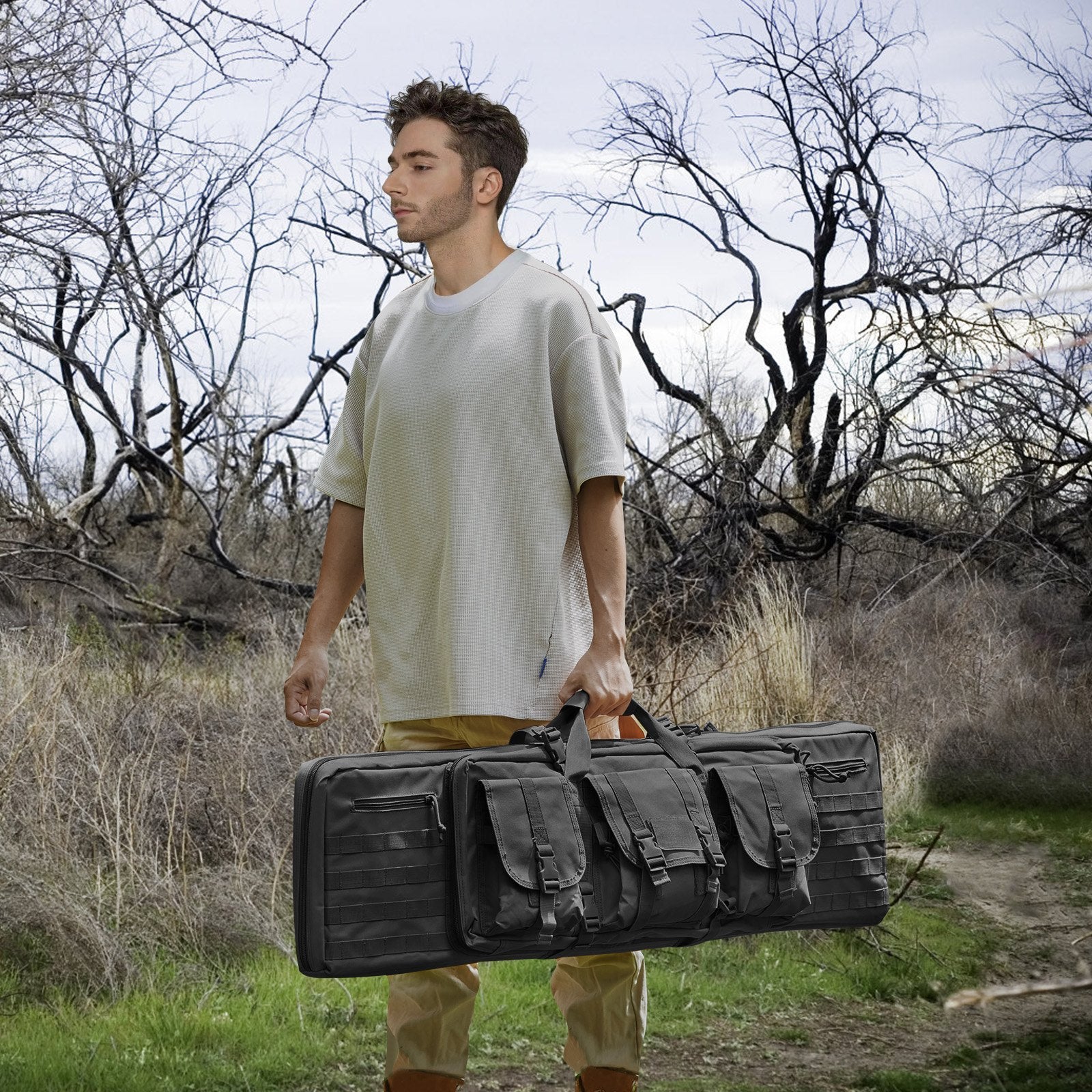Camp Safety Equipment: VEVOR Rifle Bag 42 inch Tactical Double Long Gun Bag for 2 Rifles & 2 Pistols