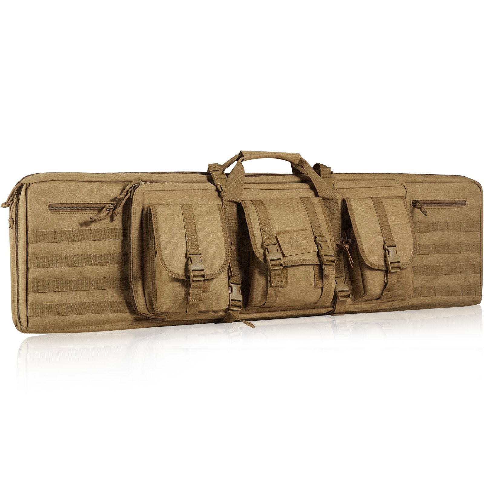 Camp Safety Equipment: VEVOR Rifle Bag, 42 inch Tactical Double Long Gun Bag, Soft Rifle Case with Lockable Zipper, Portable Handle & Shoulder Strap, 3 Large Storage Pockets Rifle Case for Two 40" Rifles & 2 Pistols, Brown