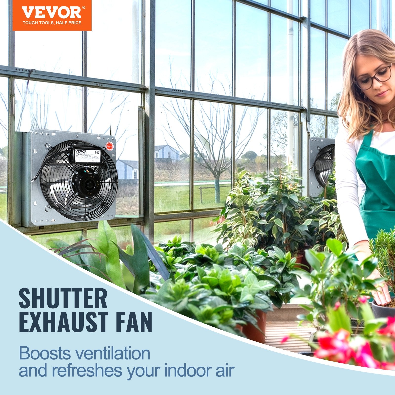 Desktops & Accessories: VEVOR Shutter Exhaust Fan, 254 mm High-speed 1400RPM 753 CFM, Aluminum Wall Mount Attic Fan with AC-motor, Ventilation and Cooling for Greenhouses, Garages, Sheds, Shops