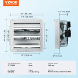 Desktops & Accessories: VEVOR Shutter Exhaust Fan, 305 mm High-speed 1400RPM 1084 CFM, Aluminum Wall Mount Attic Fan with AC-motor, Ventilation and Cooling for Greenhouses, Garages, Sheds, Shops
