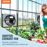 Desktops & Accessories: VEVOR Shutter Exhaust Fan, 406 mm High-speed 1400RPM 1506 CFM, Aluminum Wall Mount Attic Fan with AC-motor, Ventilation and Cooling for Greenhouses, Garages, Sheds, Shops