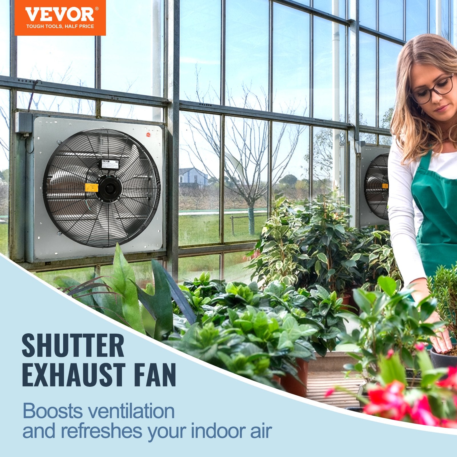 Desktops & Accessories: VEVOR Shutter Exhaust Fan, 610 mm High-speed 1400RPM 2892 CFM, Aluminum Wall Mount Attic Fan with AC-motor, Ventilation and Cooling for Greenhouses, Garages, Sheds, Shops