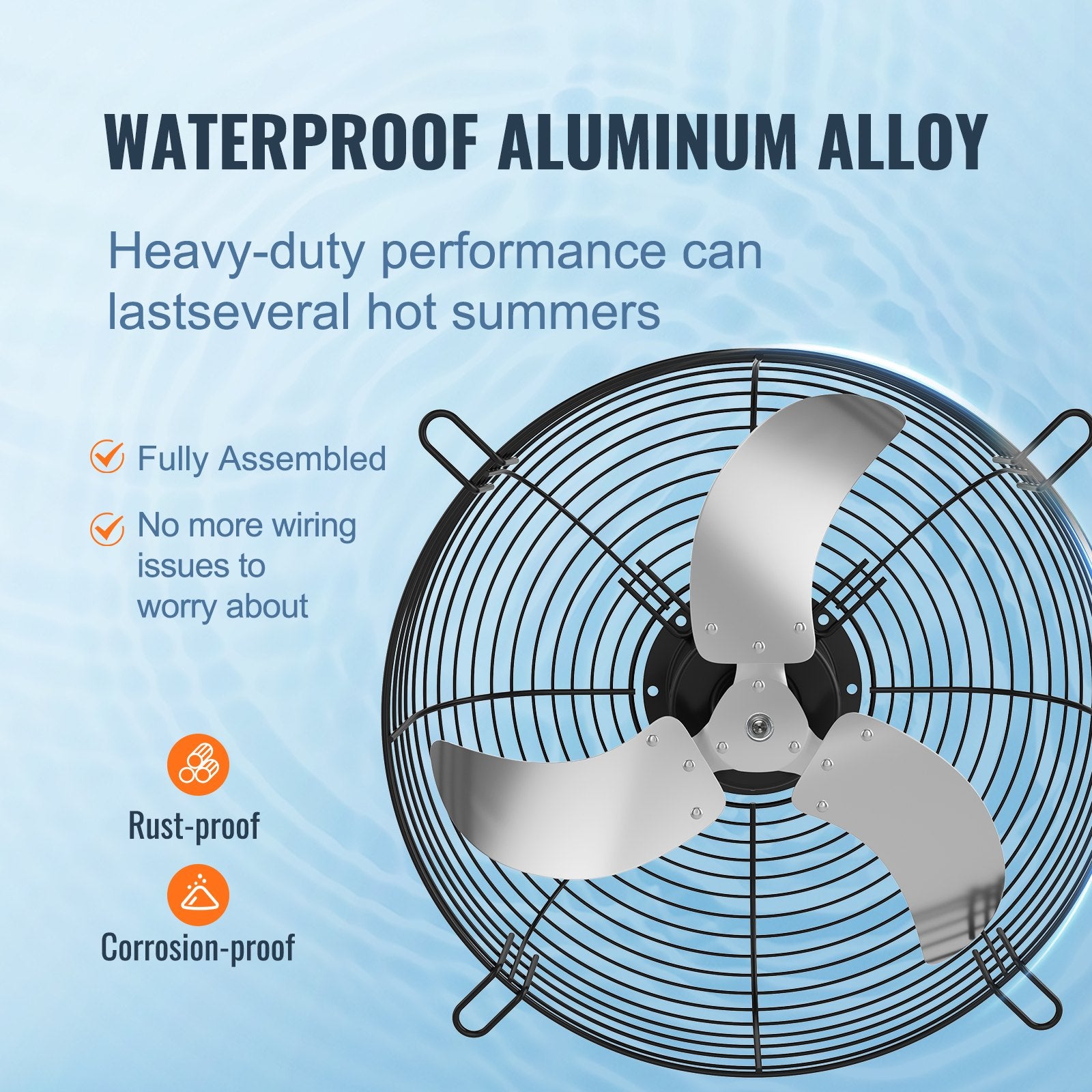 Desktops & Accessories: VEVOR Shutter Exhaust Fan, 610 mm High-speed 1400RPM 2892 CFM, Aluminum Wall Mount Attic Fan with AC-motor, Ventilation and Cooling for Greenhouses, Garages, Sheds, Shops