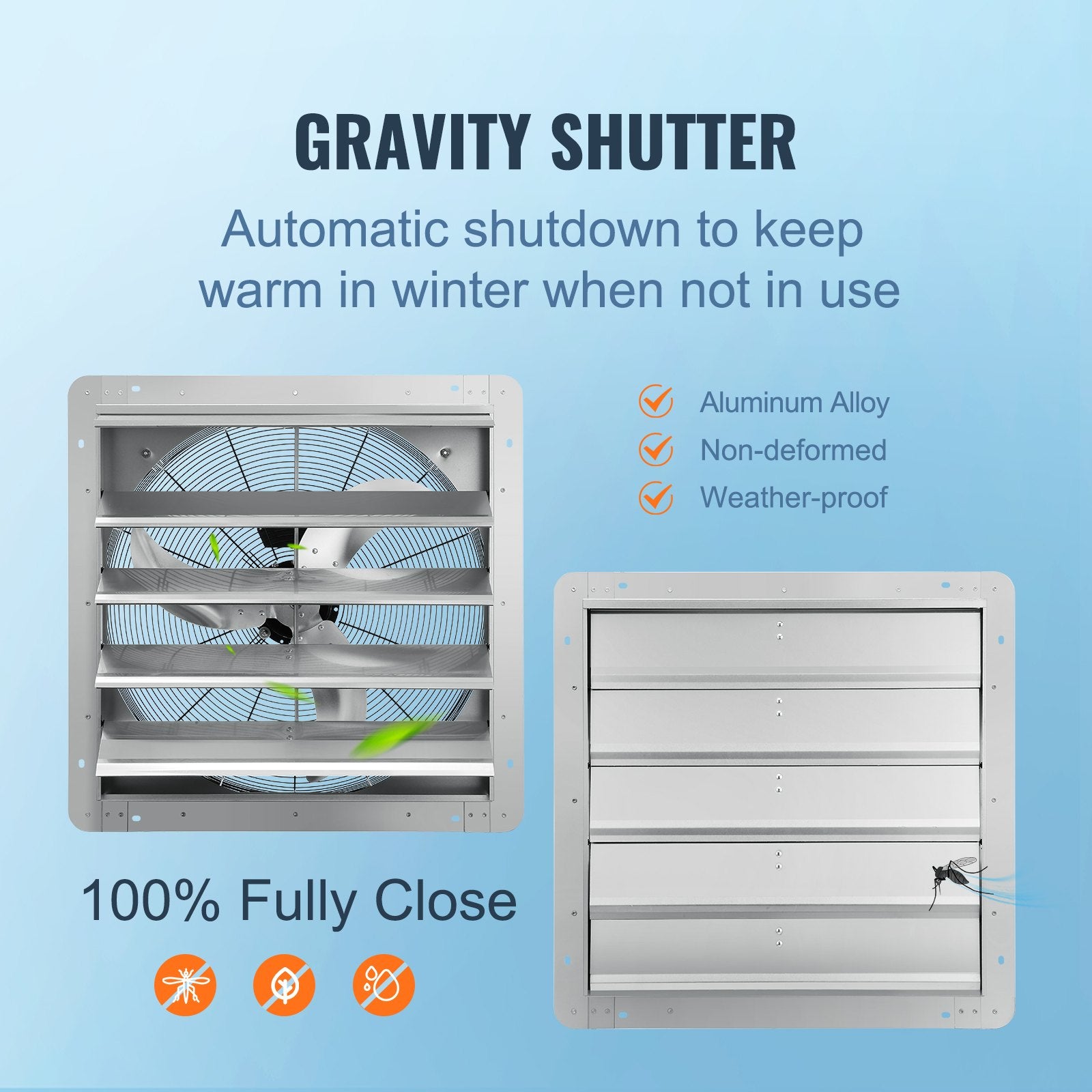 Desktops & Accessories: VEVOR Shutter Exhaust Fan, 610 mm High-speed 1400RPM 2892 CFM, Aluminum Wall Mount Attic Fan with AC-motor, Ventilation and Cooling for Greenhouses, Garages, Sheds, Shops