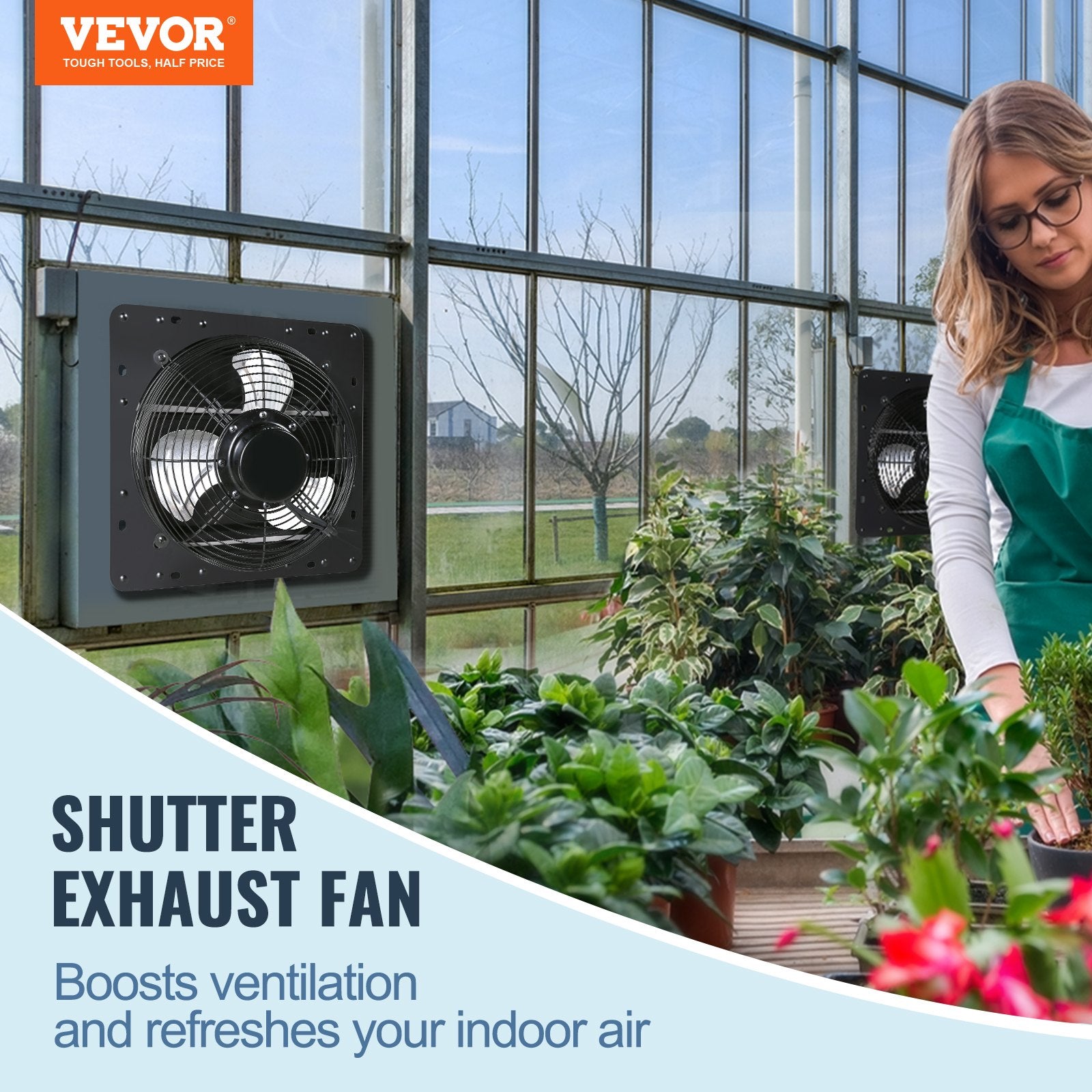 Commercial Cleaning Equipment: VEVOR Shutter Exhaust Fan, 254mm / 10inch  with Temperature Humidity Controller, EC-motor, 843 CFM, Variable Speed Adjustable Wall Mount Attic Fan, Ventilation and Cooling for Greenhouses, Garages, Sheds