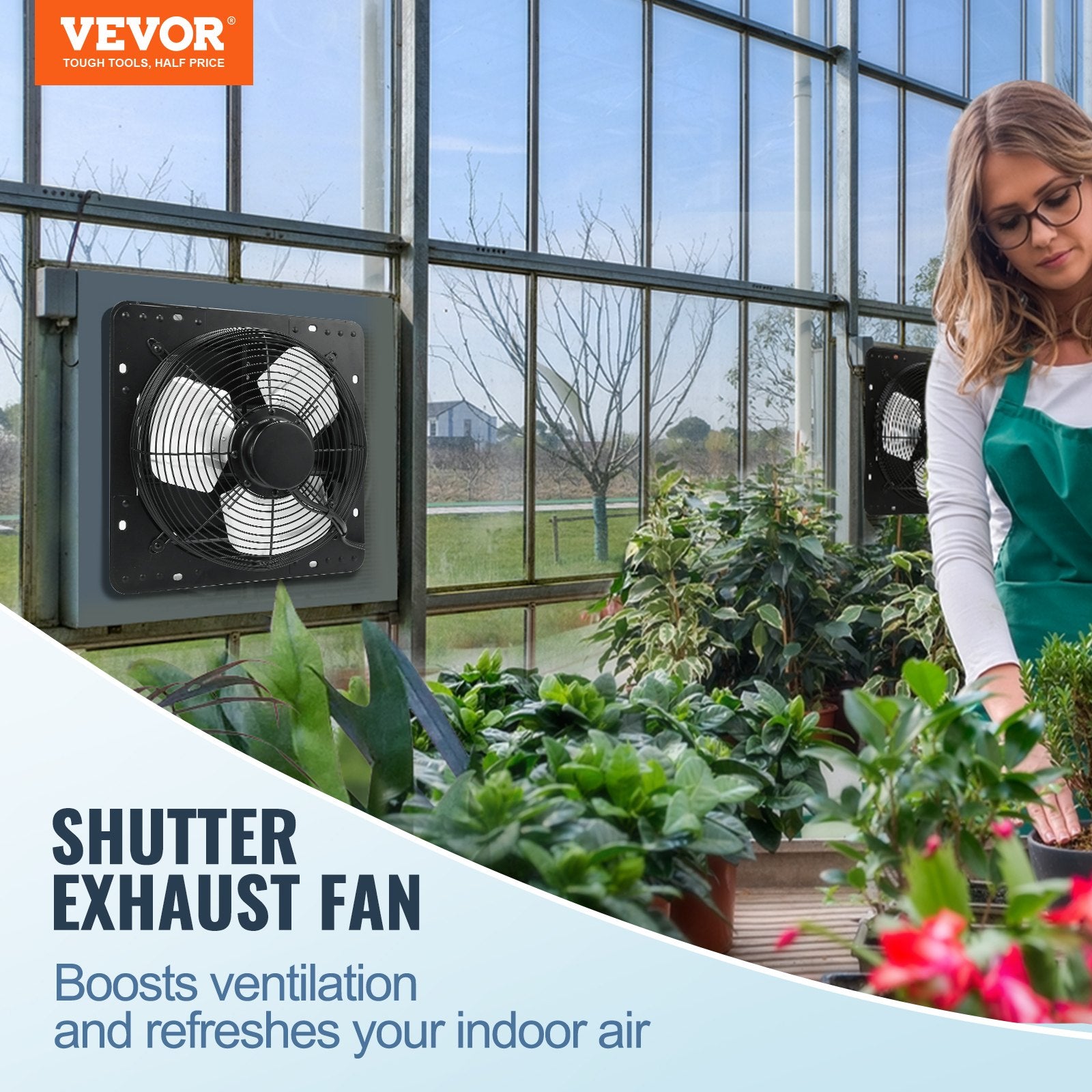 Automotive Repair & Speciality Tools: VEVOR Shutter Exhaust Fan, 305 mm /12 inch with Temperature Humidity Controller, EC-motor, 904 CFM, Variable Speed Adjustable Wall Mount Attic Fan, Ventilation and Cooling for Greenhouses, Garages, Sheds