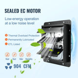 Automotive Repair & Speciality Tools: VEVOR Shutter Exhaust Fan, 305 mm /12 inch with Temperature Humidity Controller, EC-motor, 904 CFM, Variable Speed Adjustable Wall Mount Attic Fan, Ventilation and Cooling for Greenhouses, Garages, Sheds