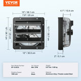 Automotive Repair & Speciality Tools: VEVOR Shutter Exhaust Fan, 305 mm /12 inch with Temperature Humidity Controller, EC-motor, 904 CFM, Variable Speed Adjustable Wall Mount Attic Fan, Ventilation and Cooling for Greenhouses, Garages, Sheds