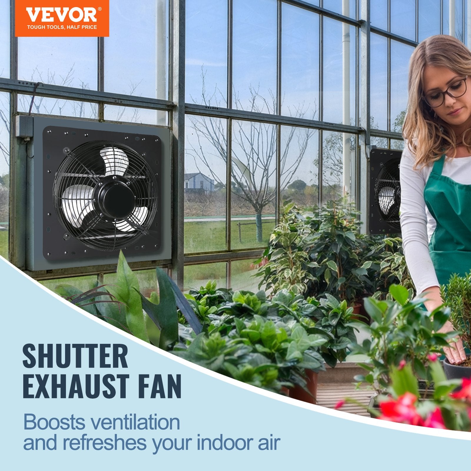 Automotive Repair & Speciality Tools: VEVOR Shutter Exhaust Fan, 356 mm / 14inch with Temperature Humidity Controller, EC-motor, 1024 CFM, Variable Speed Adjustable Wall Mount Attic Fan, Ventilation and Cooling for Greenhouses, Garages, Sheds